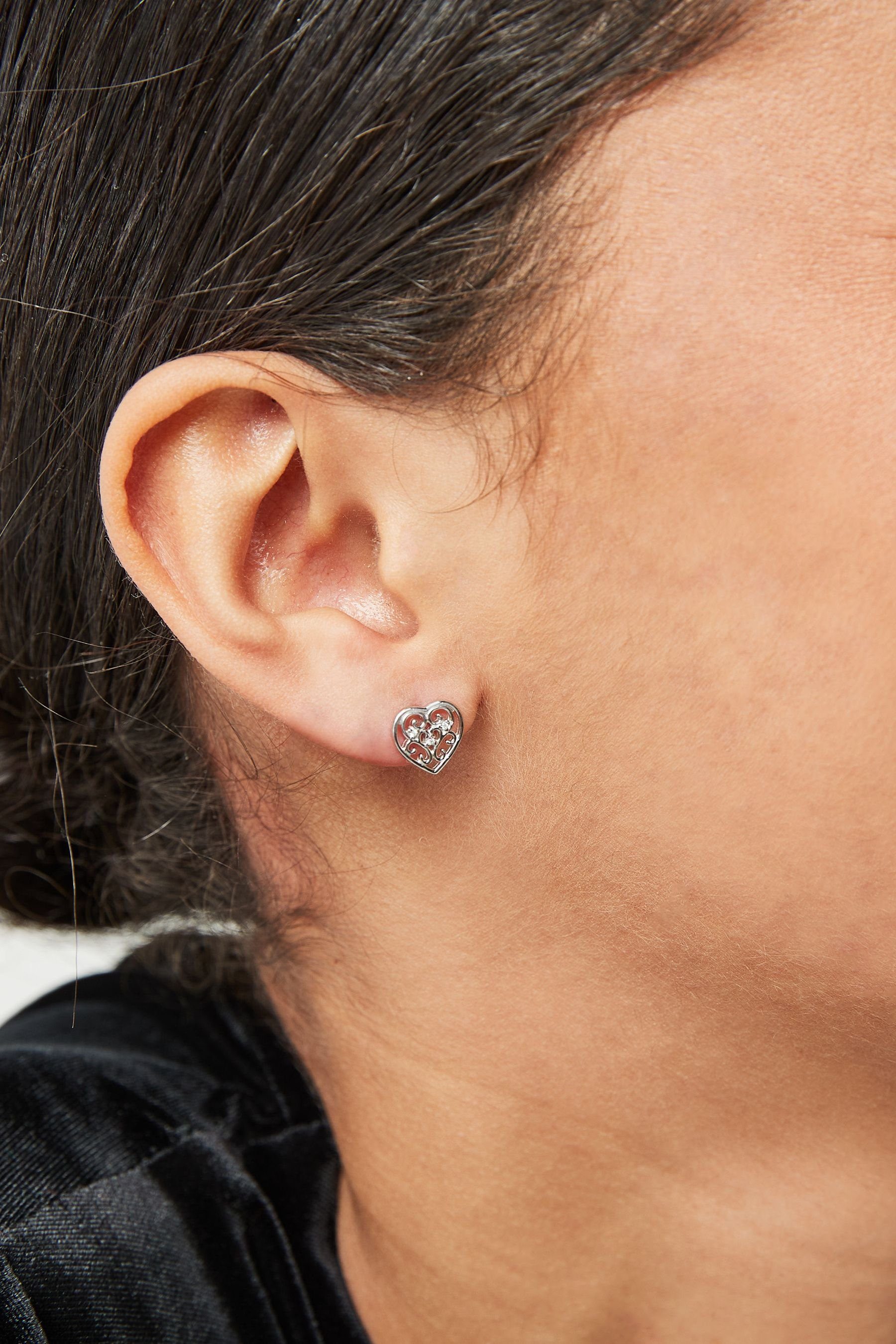 -Ohrringe Herz-Halskette Next Gliederkette und Filigrane (1-tlg) Set im