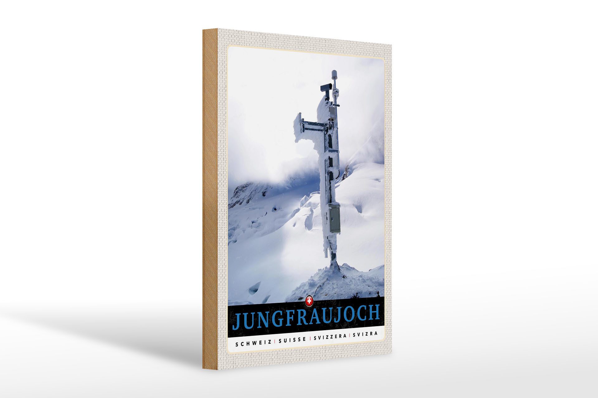 Holzbild Reise 20x30cm Jungfraujoch Schweiz Winter Natur