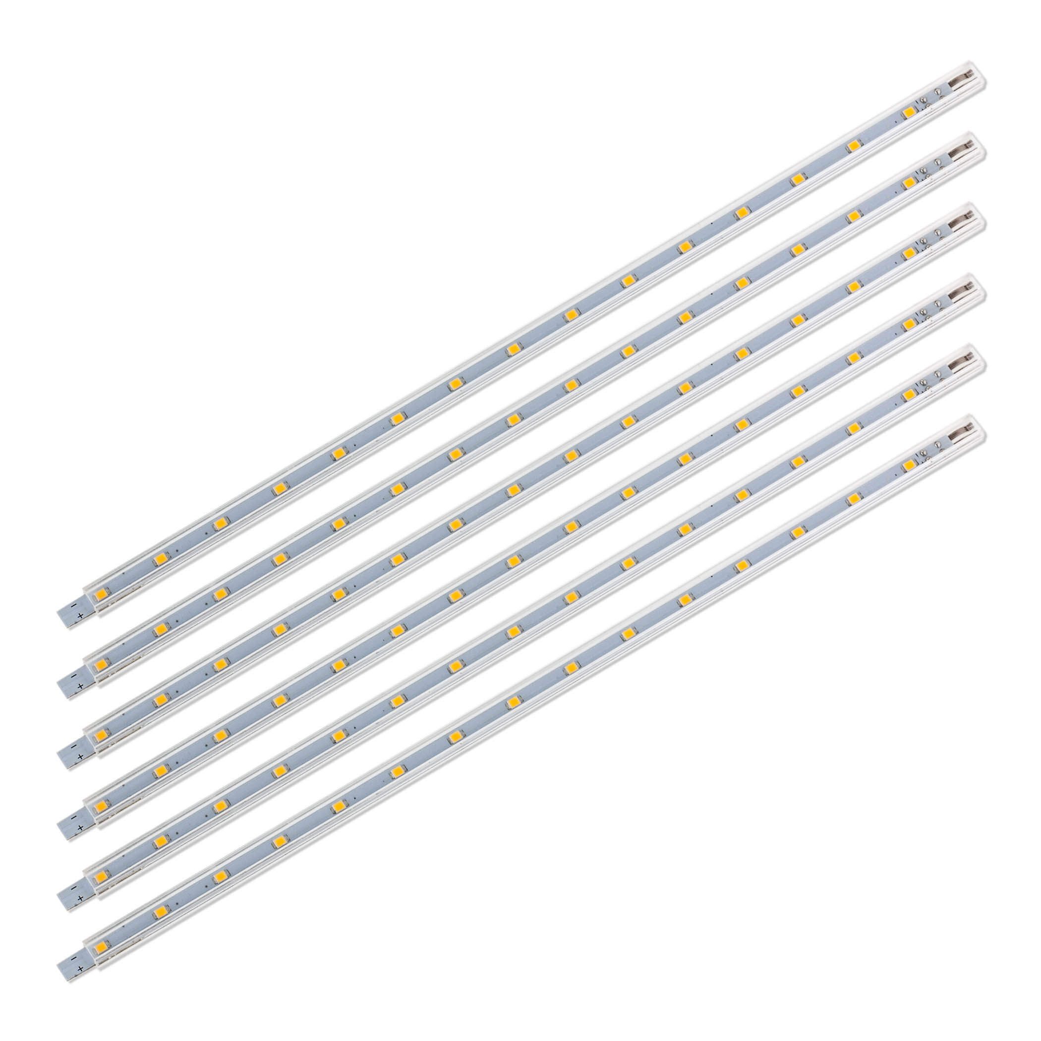 SEBSON Aufbauleuchte LED Lichtleiste 30cm 12V warmweiß 6-tlg, mit Stecker und Schalter