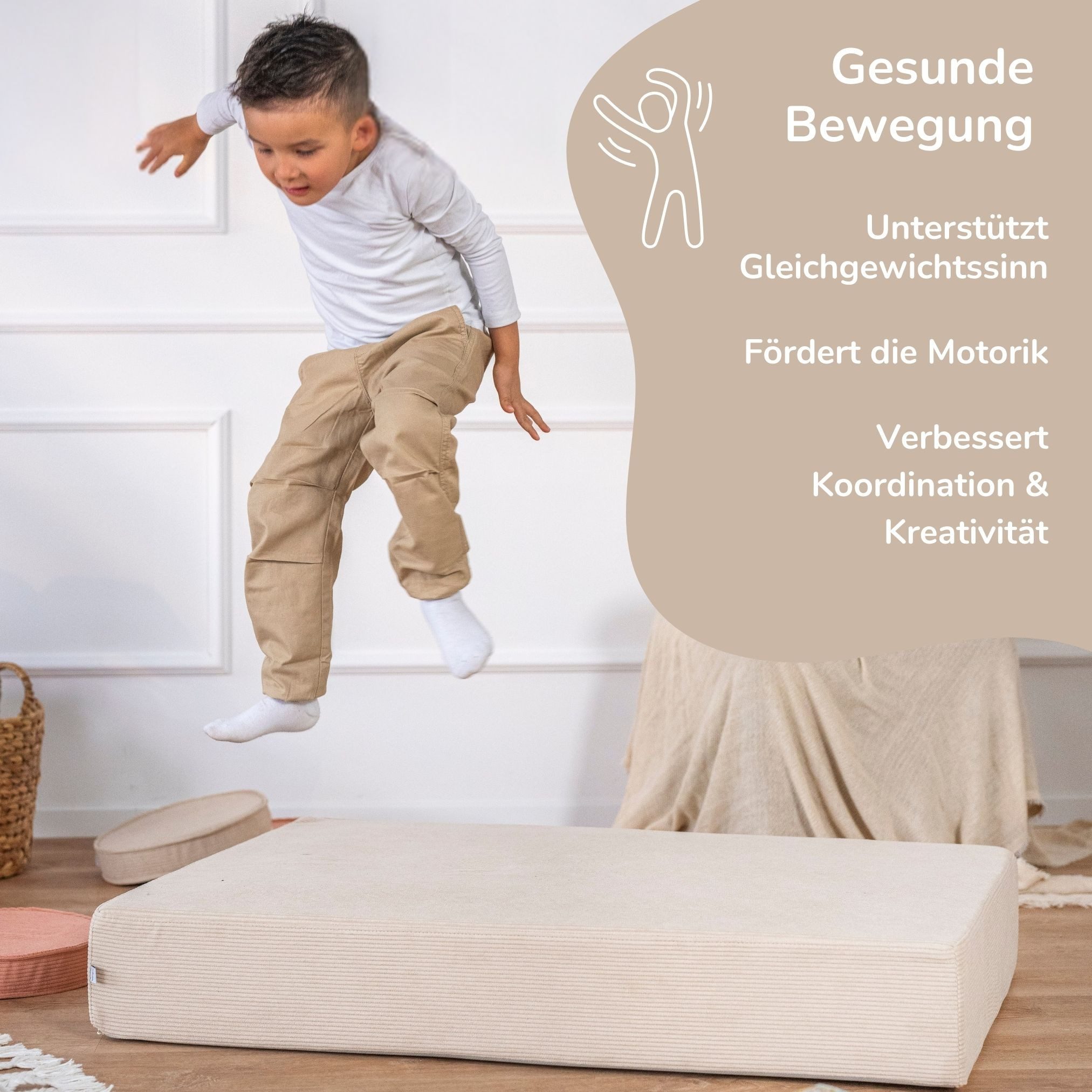 malwim Hüpfspielzeug Cord Hüpfpolster für Kinder / 107x70x17cm / bis 40kg / made in Germany