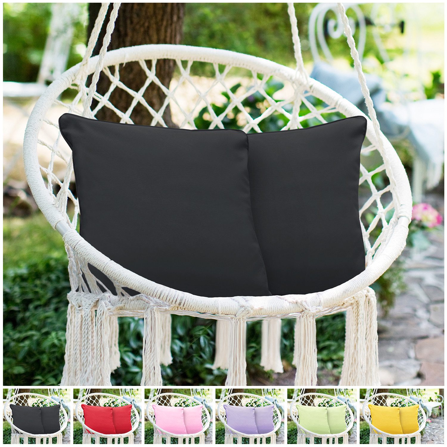 novely® Dekokissen 2er-Set OUTDOOR DEKOKISSEN - Wasserabweisender Kissenbezug - 45x45 cm, Schmutz- und wasserabweisend, Waschbar, Pflegeleicht