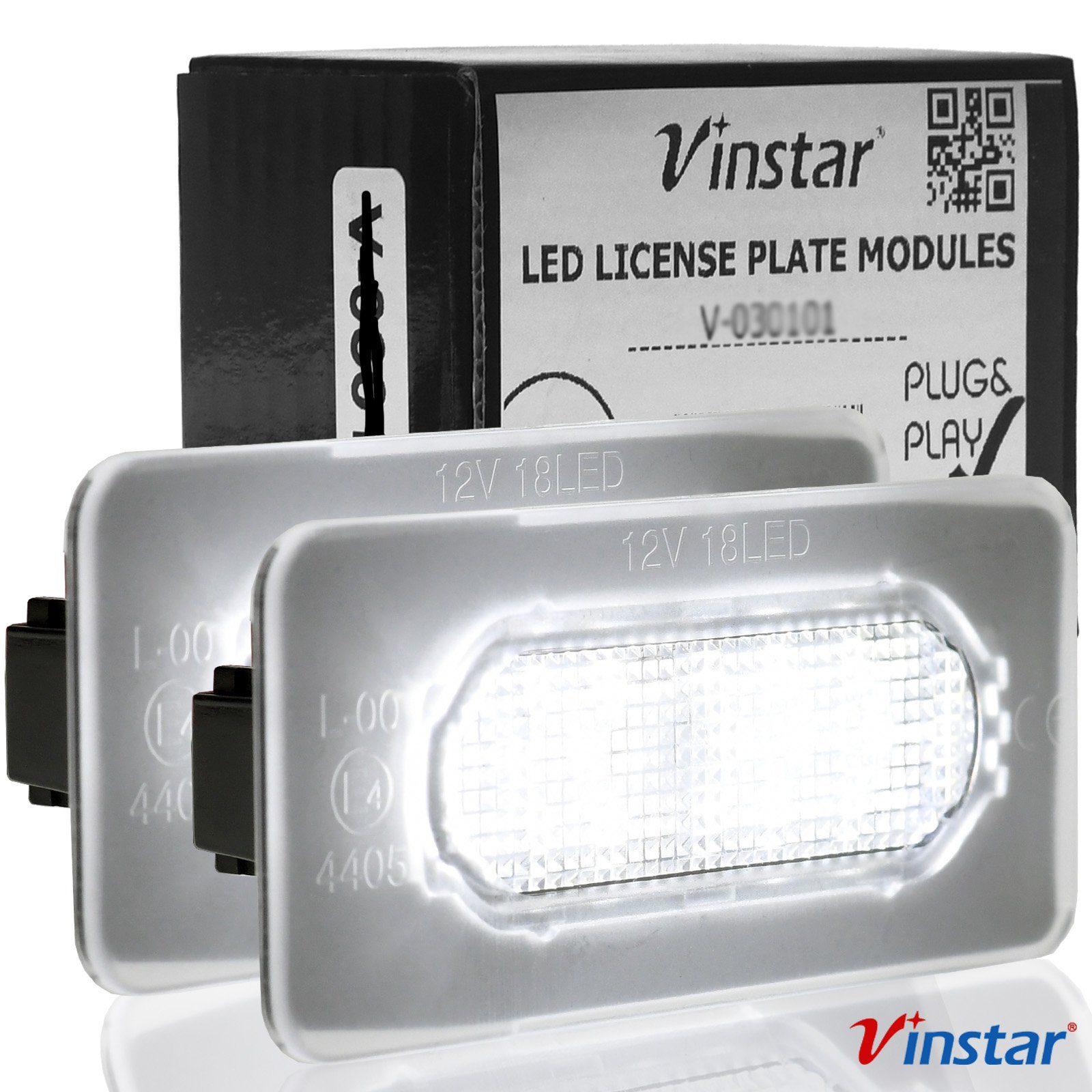 Vinstar KFZ-Ersatzleuchte LED Kennzeichenbeleuchtung E-geprüft für TOYOTA, kompatibel mit: Toyota Corolla 1,8L 2014-2019 81270-02250