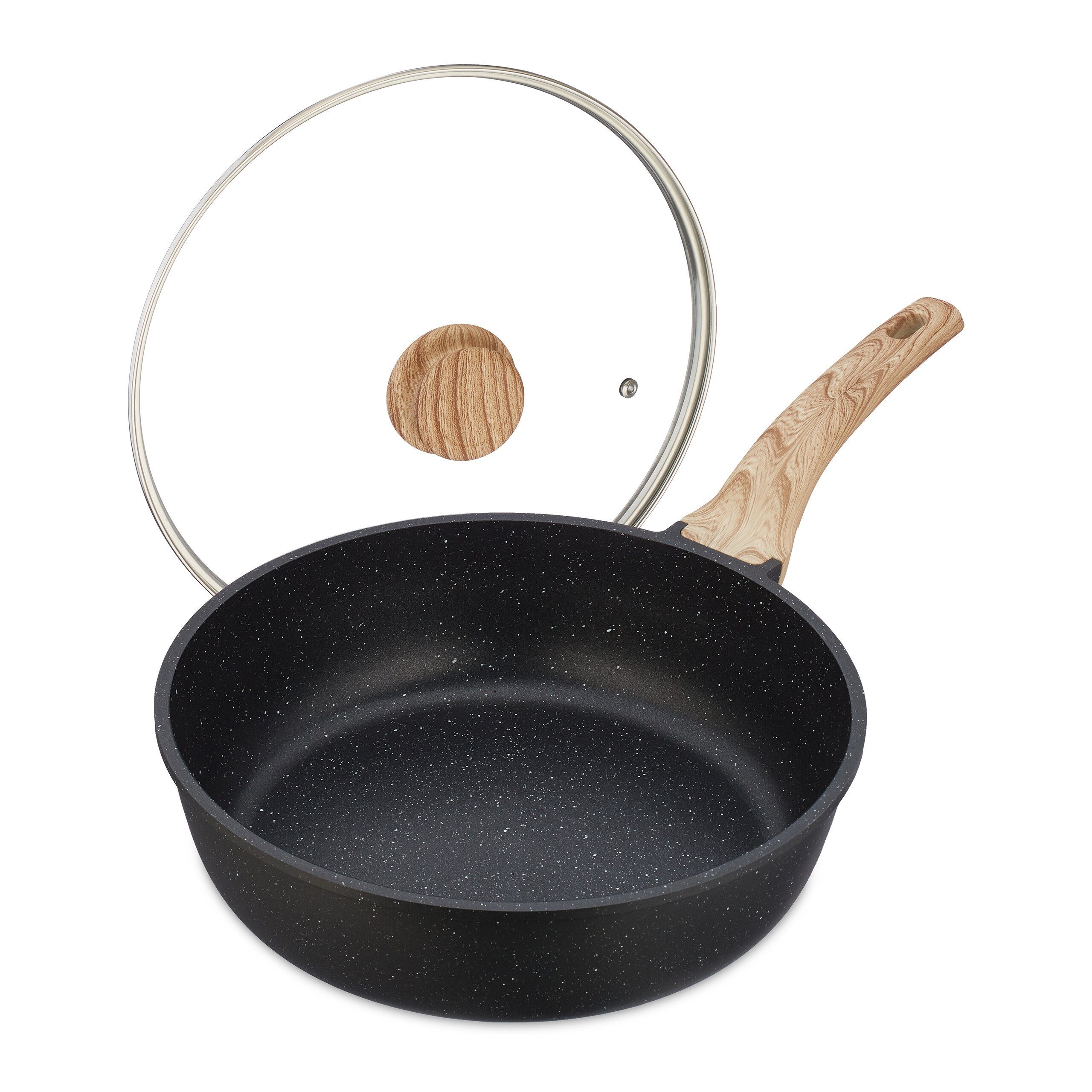 relaxdays Schmorpfanne mit Deckel, Aluminium (2-tlg)