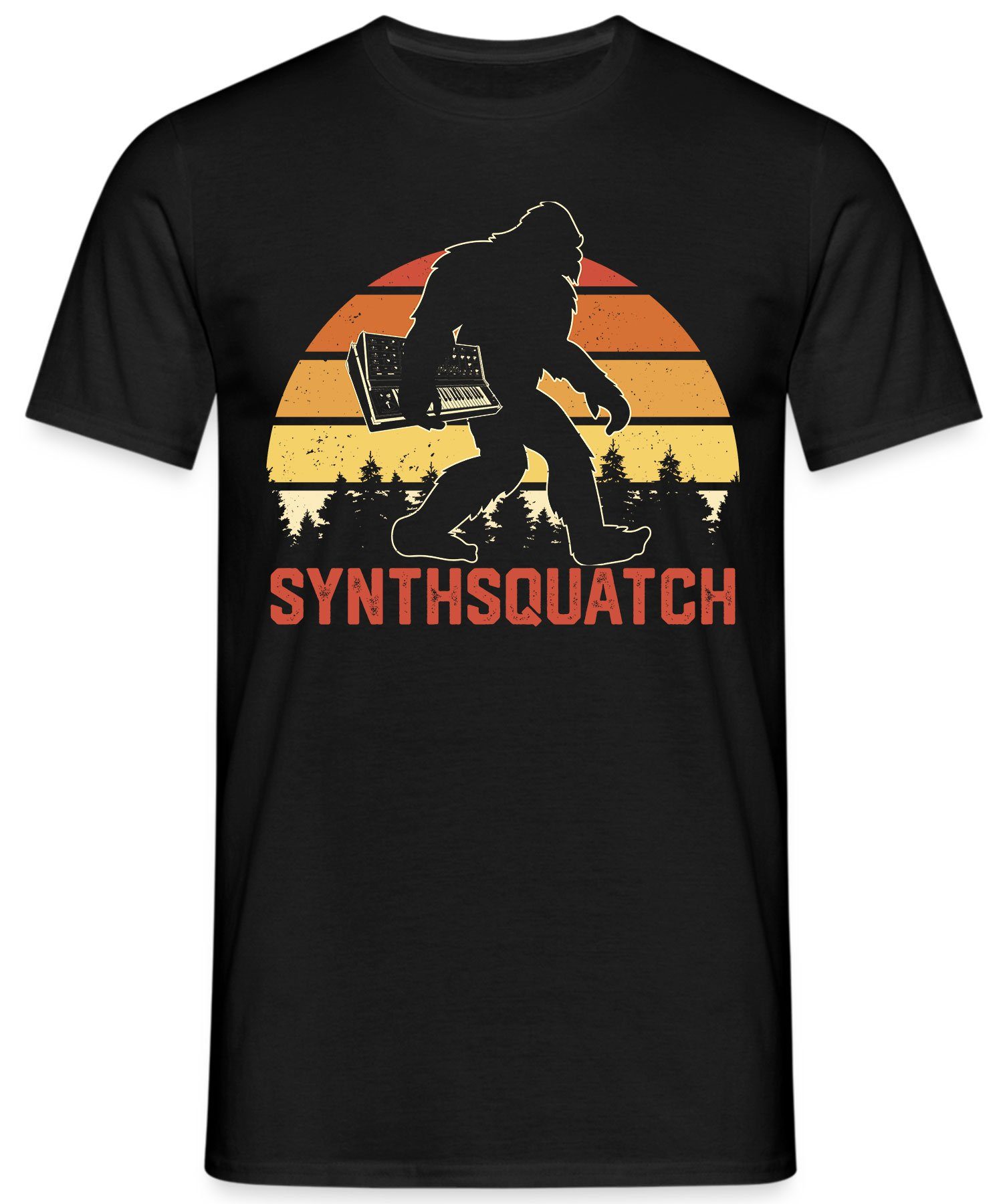 Quattro Formatee Kurzarmshirt Synthsquatsch - T-Shirt Herren Musiker Schwarz Synthesizer Elektronische (1-tlg)