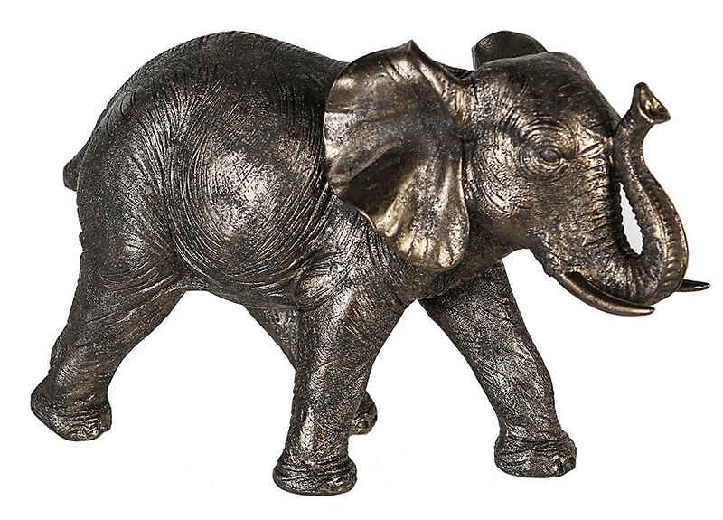 NO NAME Tierfigur Skulptur Elefantenfigur, Grau / Gold, Statue, Deko-Figur, B 29 cm