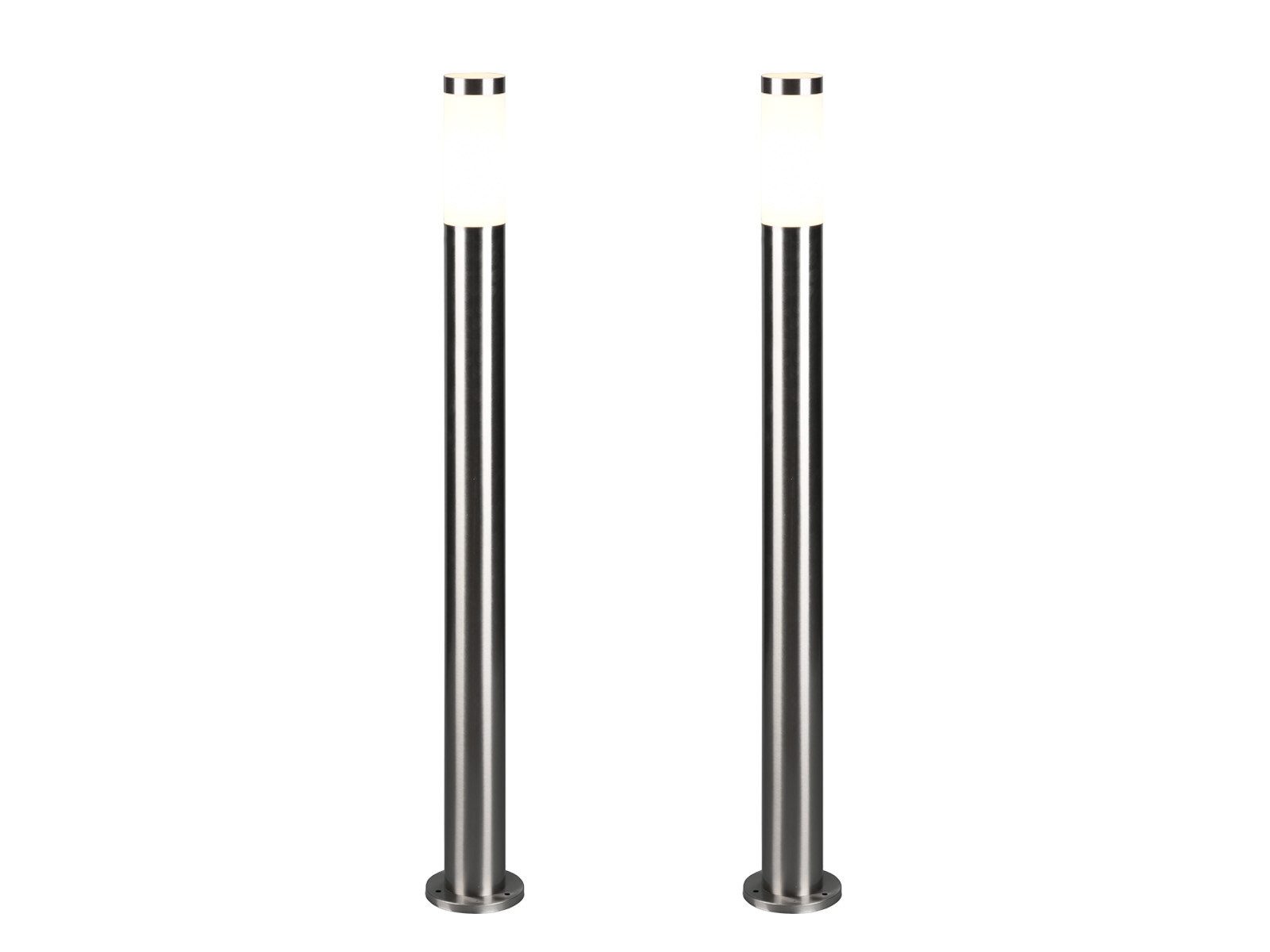 TRIO Leuchten LED Pollerleuchte 2er Set aus Edelstahl Silber, Höhe 80cm, LED wechselbar, warmweiß, Wegbeleuchtung Garten-beleuchtung Gartenleuchten Strom Gartenlaterne