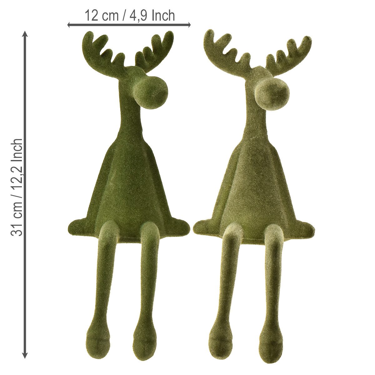 Florists Products Weihnachtsmann Kantenhocker Elch Kantensitzer Weihnachten Deko Grün 31cm 2er, 2 Stück