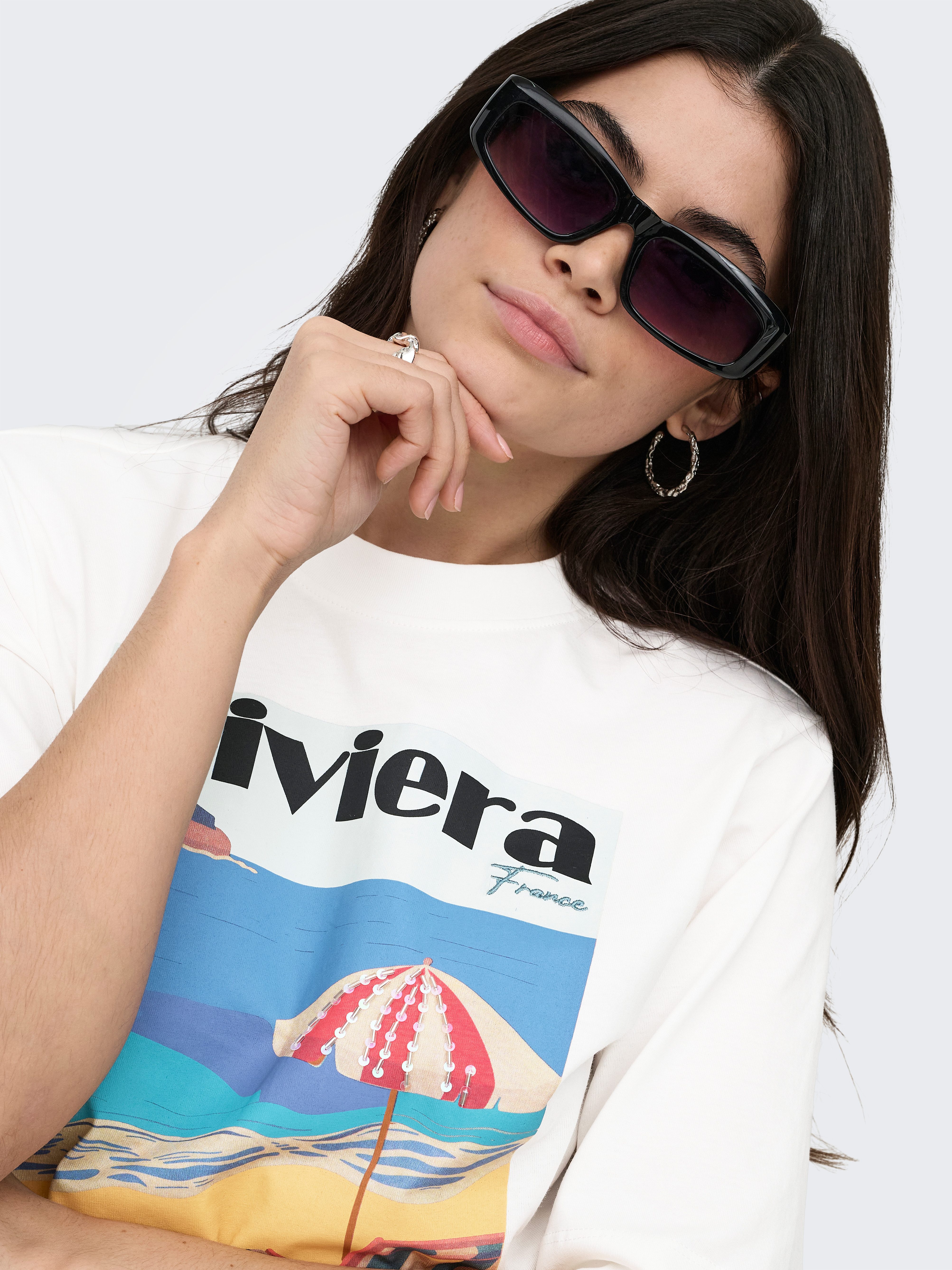 ONLY T-Shirt ONLVEGA NEW S/S VIBE TOP BOX JRS Baumwolle, regular fit, Rundhals