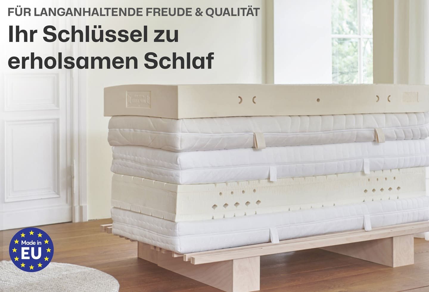 Matratzenauflage Latextopper Natura-LUX H2/3 (RG 75) 90 x 200 ... RAVENSBERGER Matratzen, 90x200 cm mit Baumwoll-Doppeltuch-Bezug