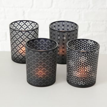 BOLTZE Windlicht Vintage Teelichthalter Glas 8 cm Kerzenständer & Windlichter Deko (4 St), aus Glas
