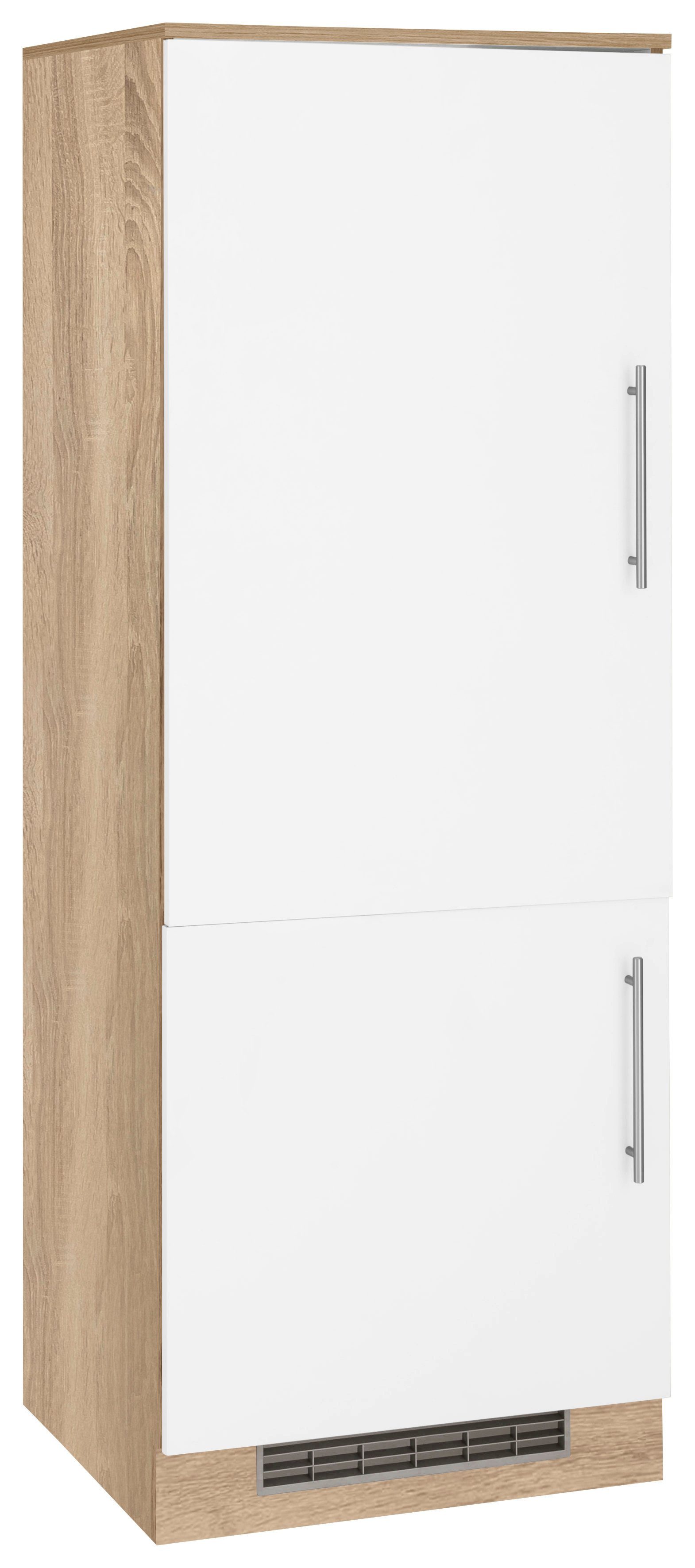 wiho Küchen Kühlumbauschrank Cali 60 cm breit Front: Weiß matt, Korpus: Sonoma eichefarben | Eichefarben
