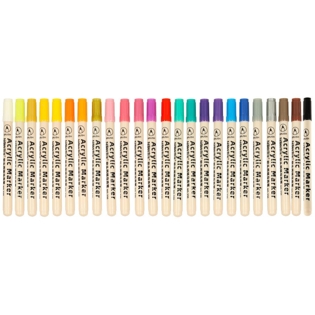 Ikonka Marker Bastelstifte Künstlerstifte Steinmalstifte, (Spar-Set, 24-tlg., 9 mm Spitze wasserfest), wasserfest, schnell trocknend, deckend, 48 Farben