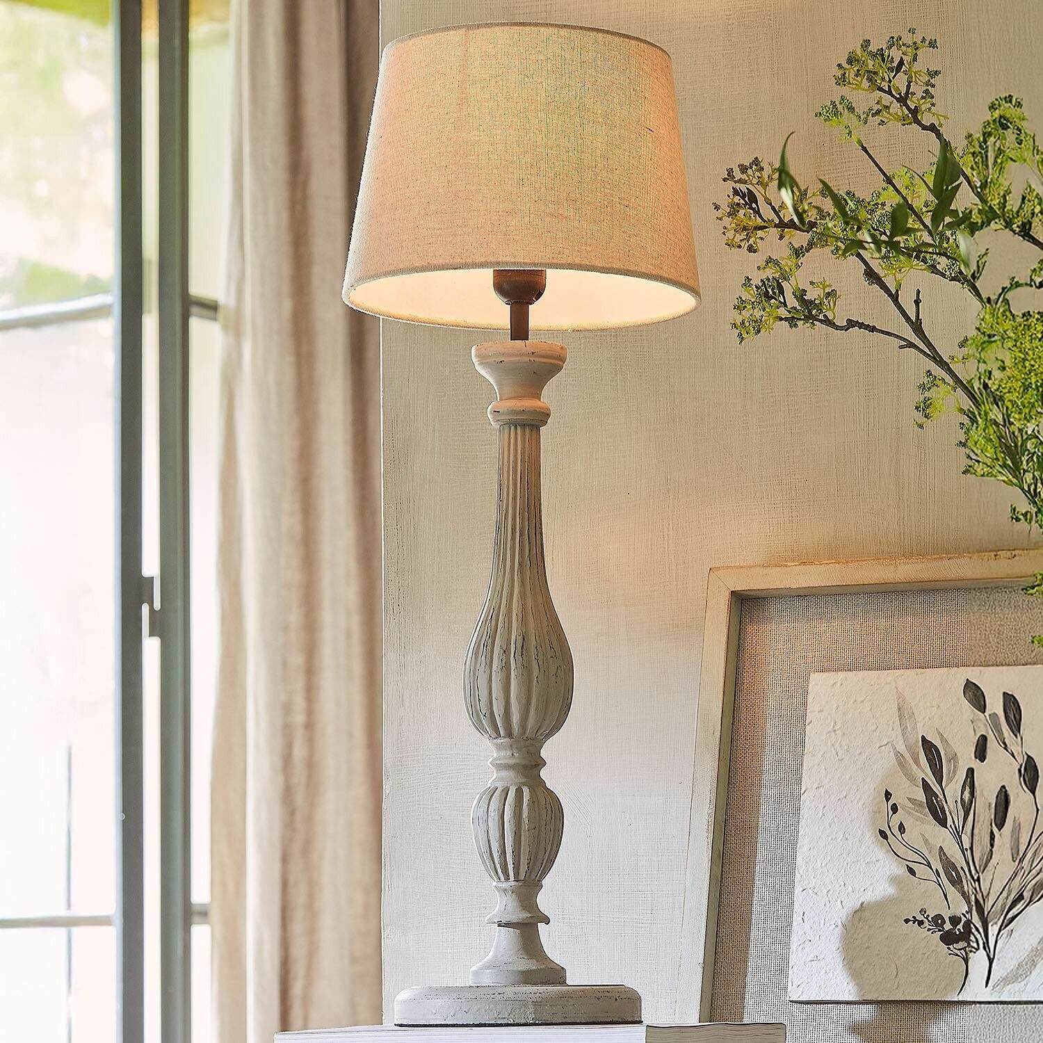 Mirabeau Tischleuchte Tischlampe Zepinal antikgrau/creme