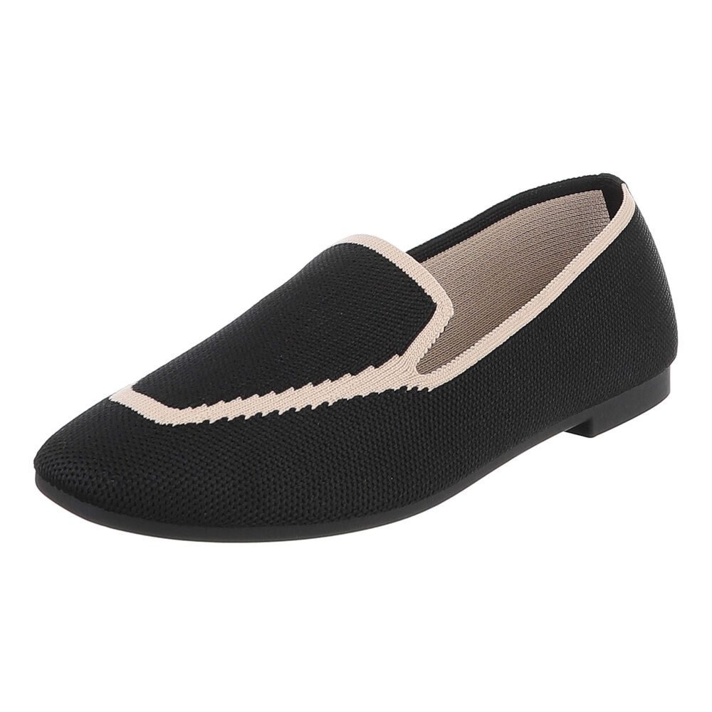 Ital-Design Atmungsaktiver Slipper für Damen – Komfort und Stil Slipper (91261212) Blockabsatz Mokassins in Schwarz