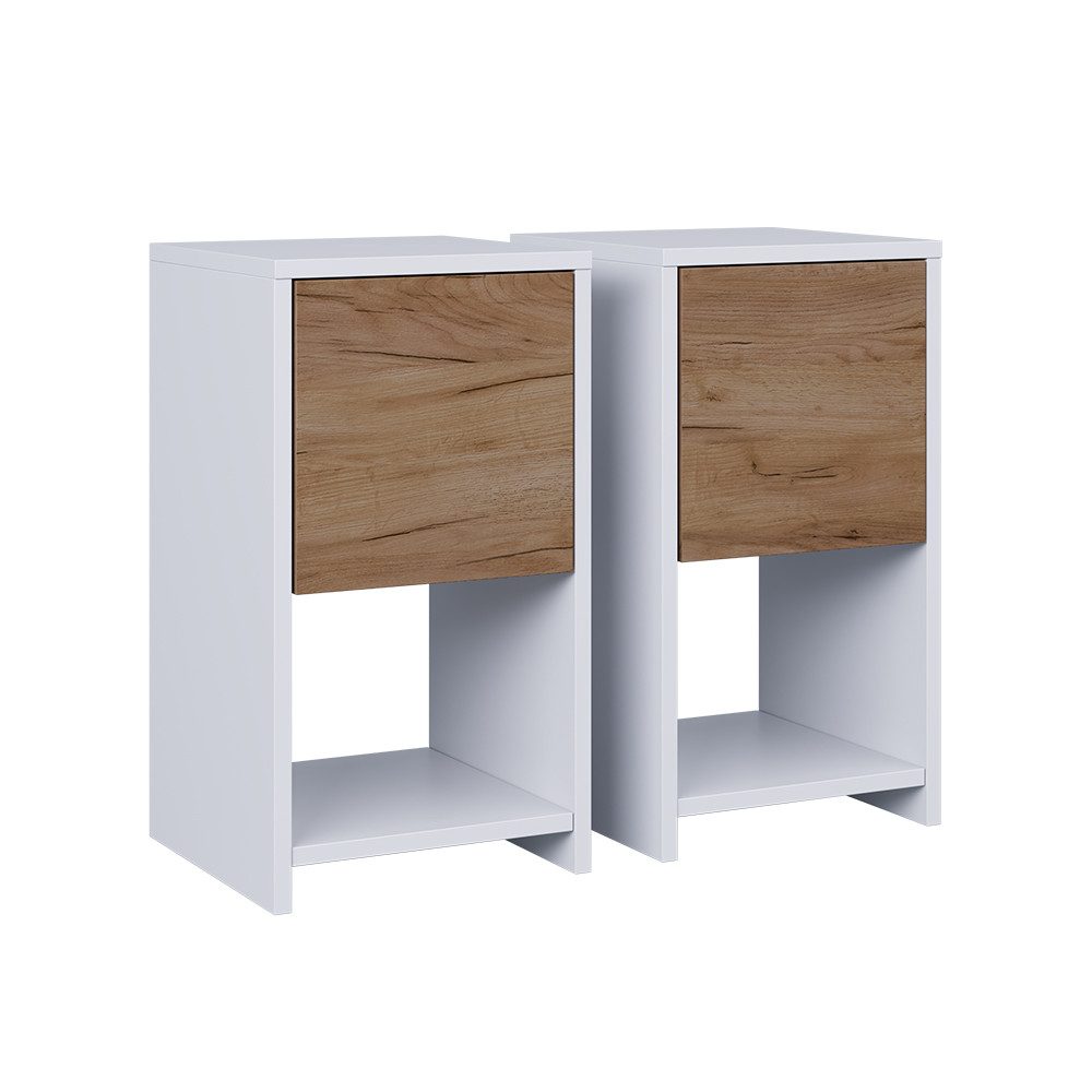 Vicco Nachtschrank Evo, Weiß/Goldkraft Eiche, 2er günstig online kaufen
