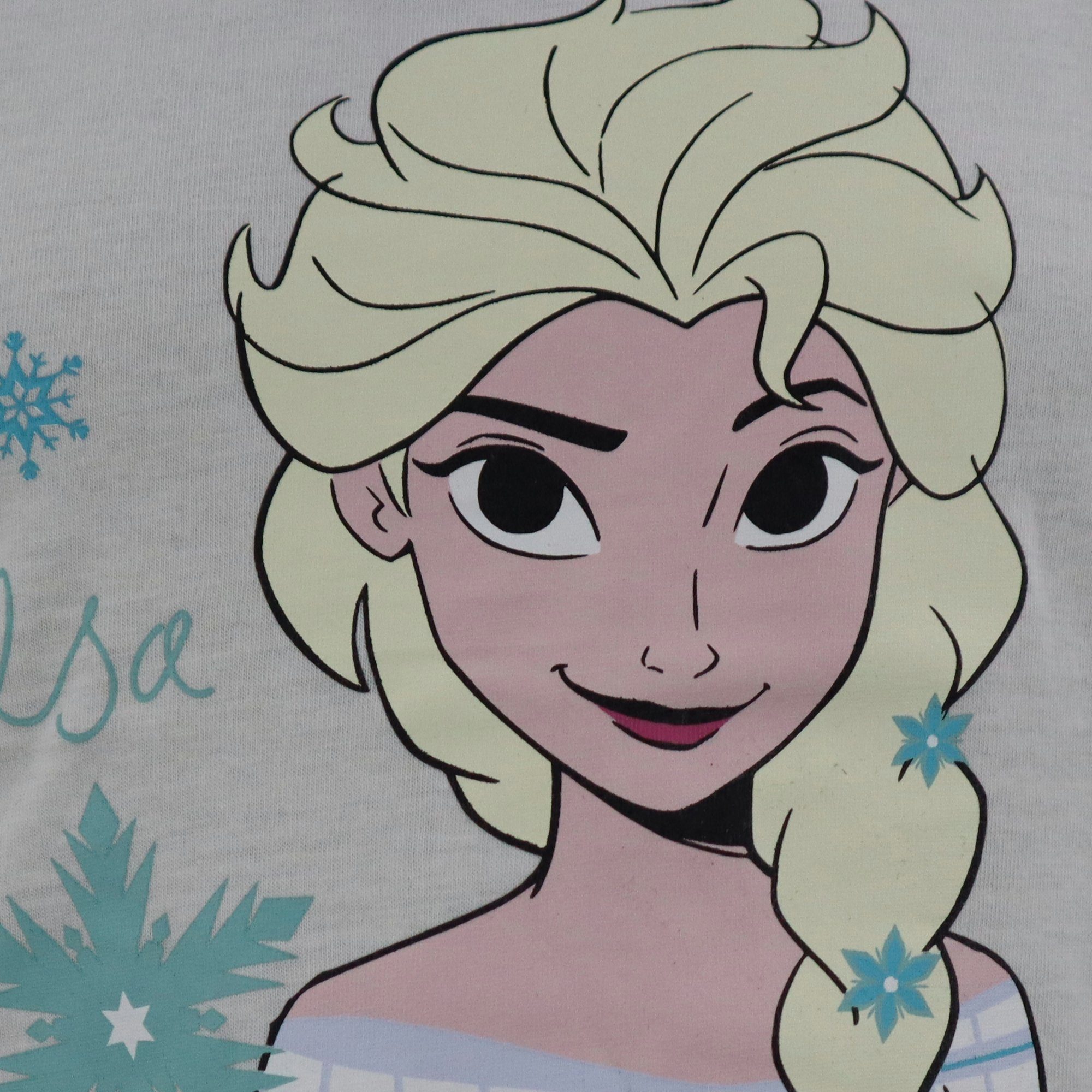 baumwolle Disney T-Shirt Frozen Print-Shirt Eiskönigin Disney 100% Beige Kinder bis 134, 104 Elsa Gr. Mädchen