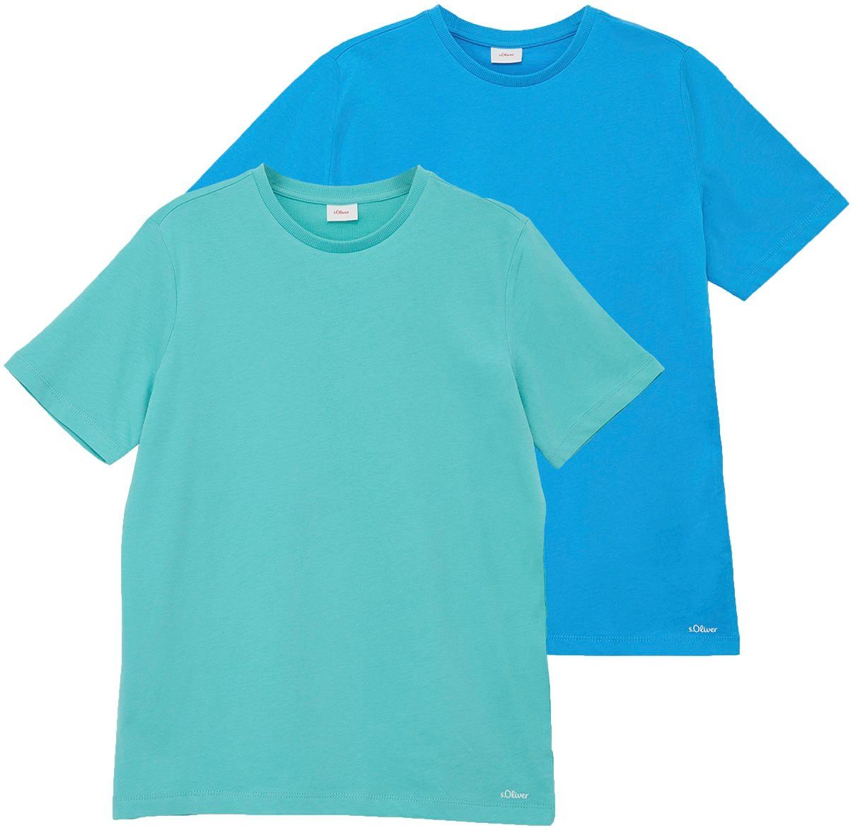 s.Oliver Junior T-Shirt (2-tlg) für Jungs blau/grün | T-Shirts