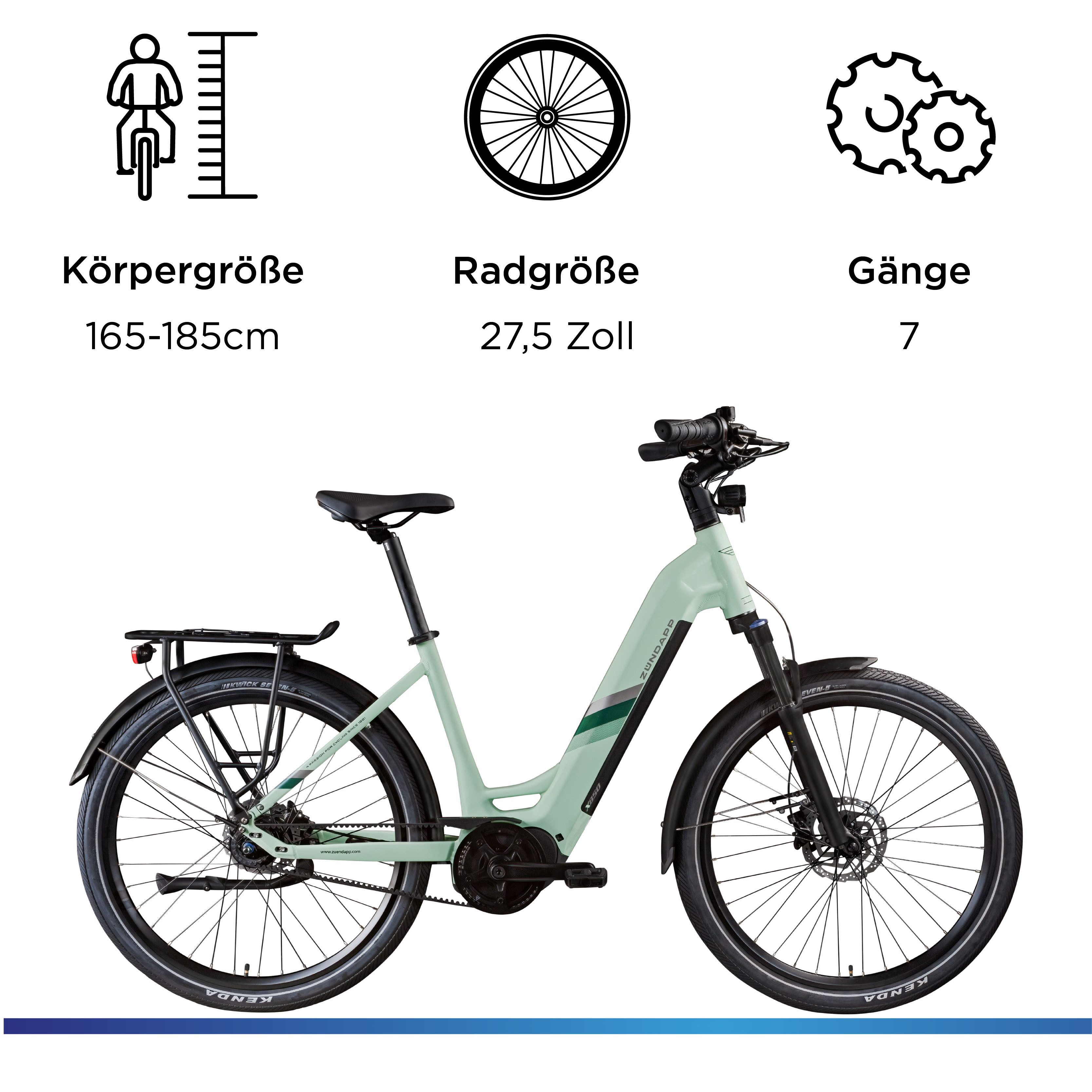 Zündapp E-Bike Trekkingrad X850, 7 Gang, Nabenschaltung, Mittelmotor, 550 Wh, Pedelec, Elektrofahrrad für Damen und Herren