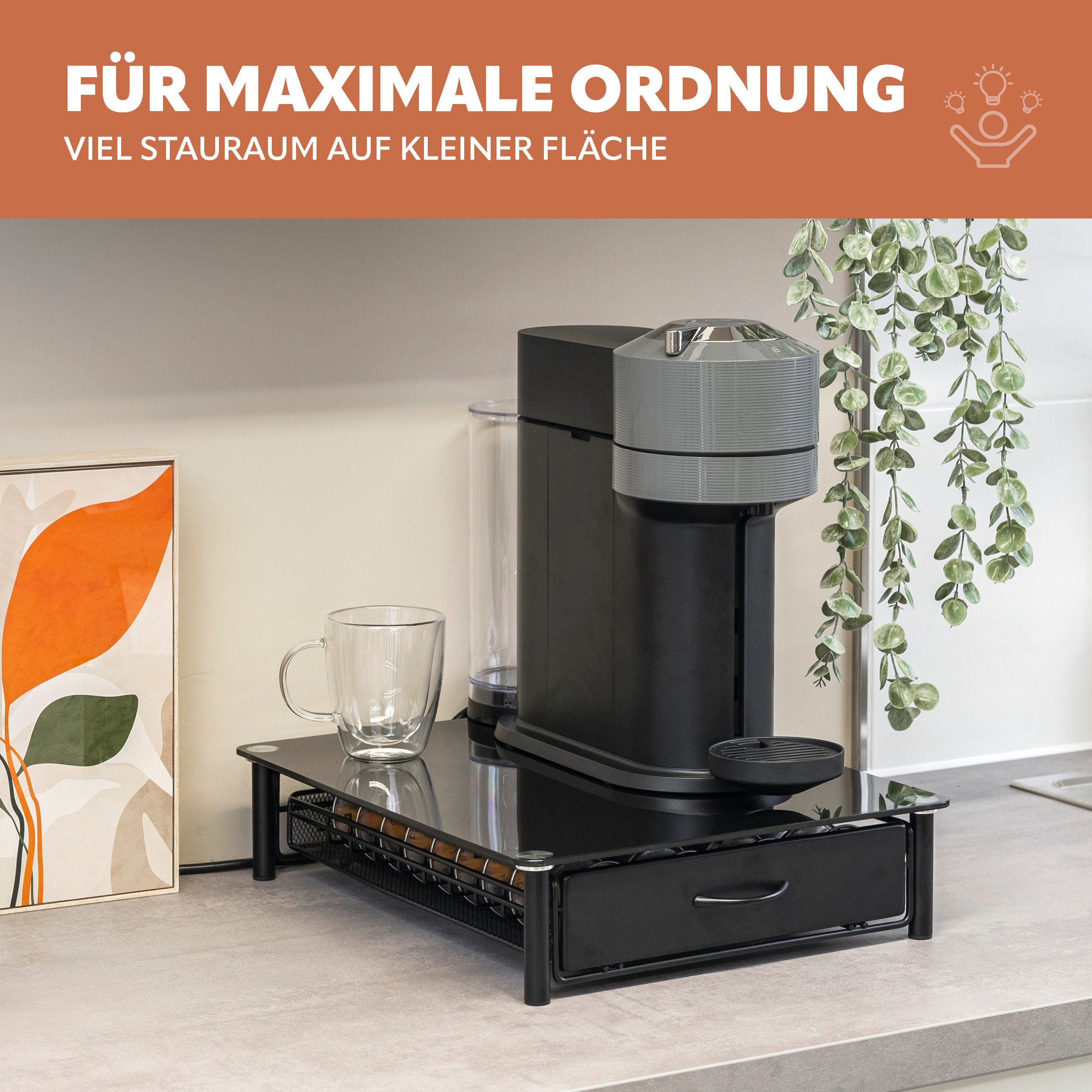 eluno Kapselhalter für 40x Nespresso Vertuo, Kaffeekapsel-Box, Glas – Bild 5 von 5