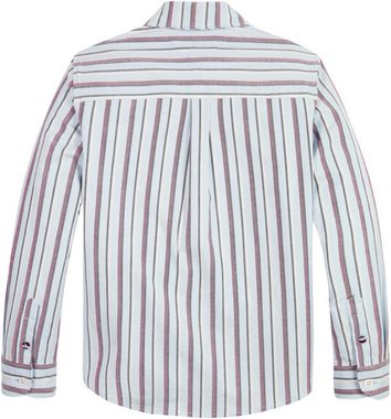 Tommy Hilfiger Langarmhemd SPLIT GLOBAL STRIPE SHIRT mit modischer Label-Stickerei