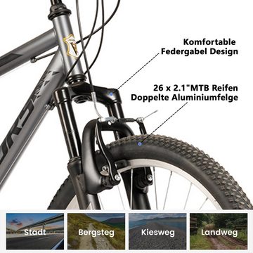 Velors Mountainbike 26 Zoll Fahrrad für Damen Herren, 21 Gang, Kettenschaltung, V-Bremsen Jugendfahrrad MTB Hardtail