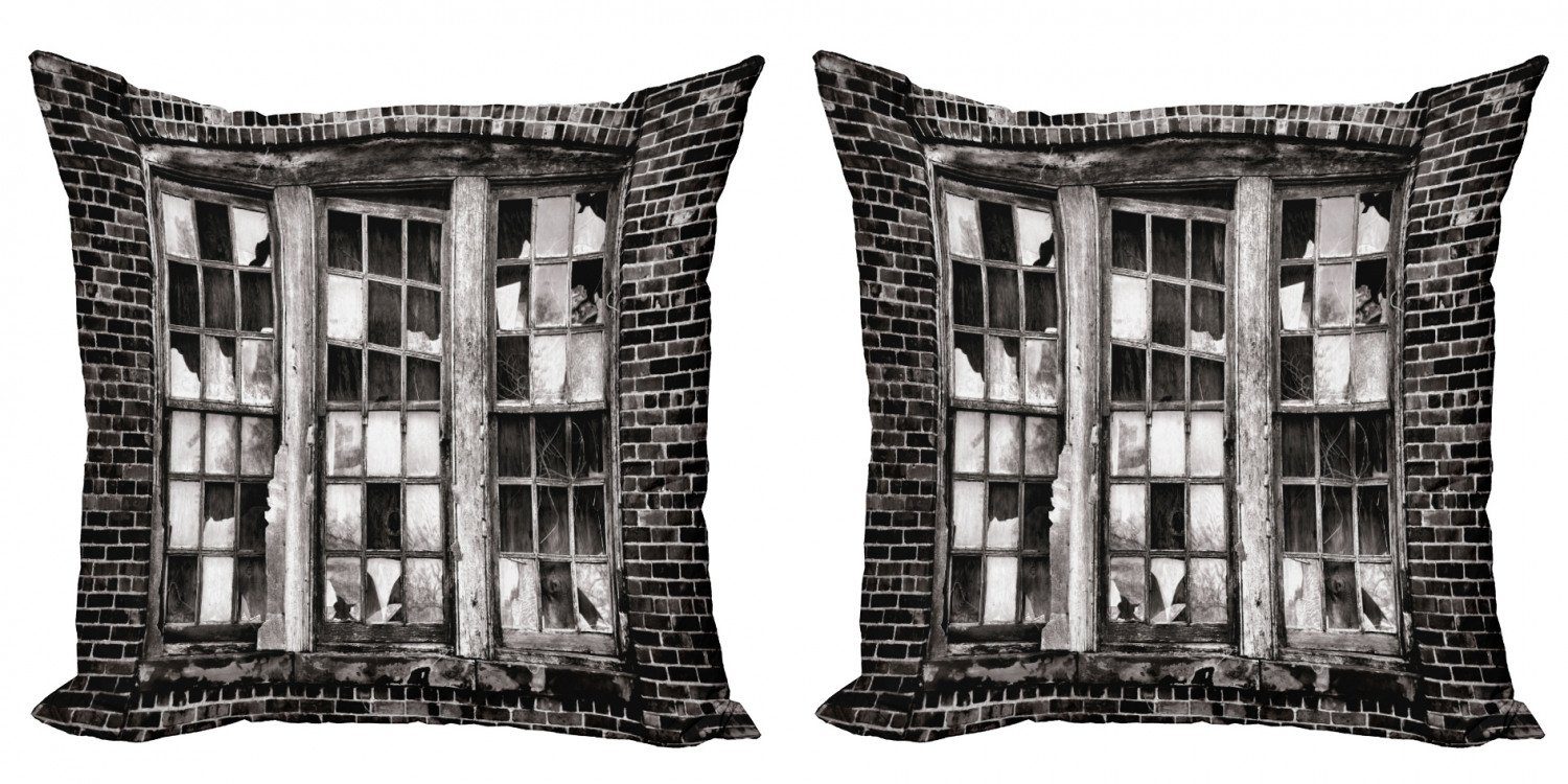 Kissenbezüge Modern Accent Doppelseitiger Digitaldruck, Abakuhaus (2 Stück), industriell Zerbrochenes Fenster