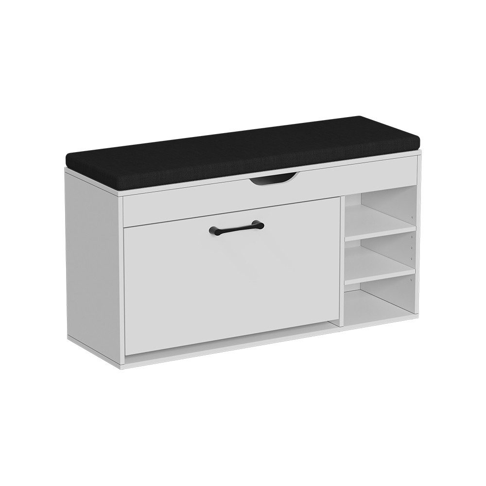 Vicco Schuhbank Solino, Weiß/Schwarz/Schwarz, 90 x 50 cm mit Sitzfläche (1-St)