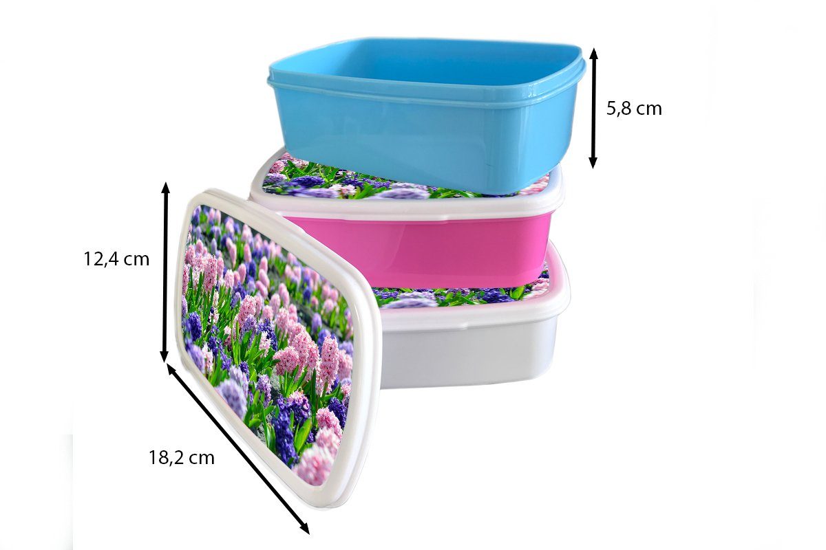 MuchoWow Lunchbox (2-tlg), - Kinder und Hyazinthe für und Erwachsene, für weiß Frühling, Brotdose, Brotbox Mädchen Jungs Farben - Kunststoff,