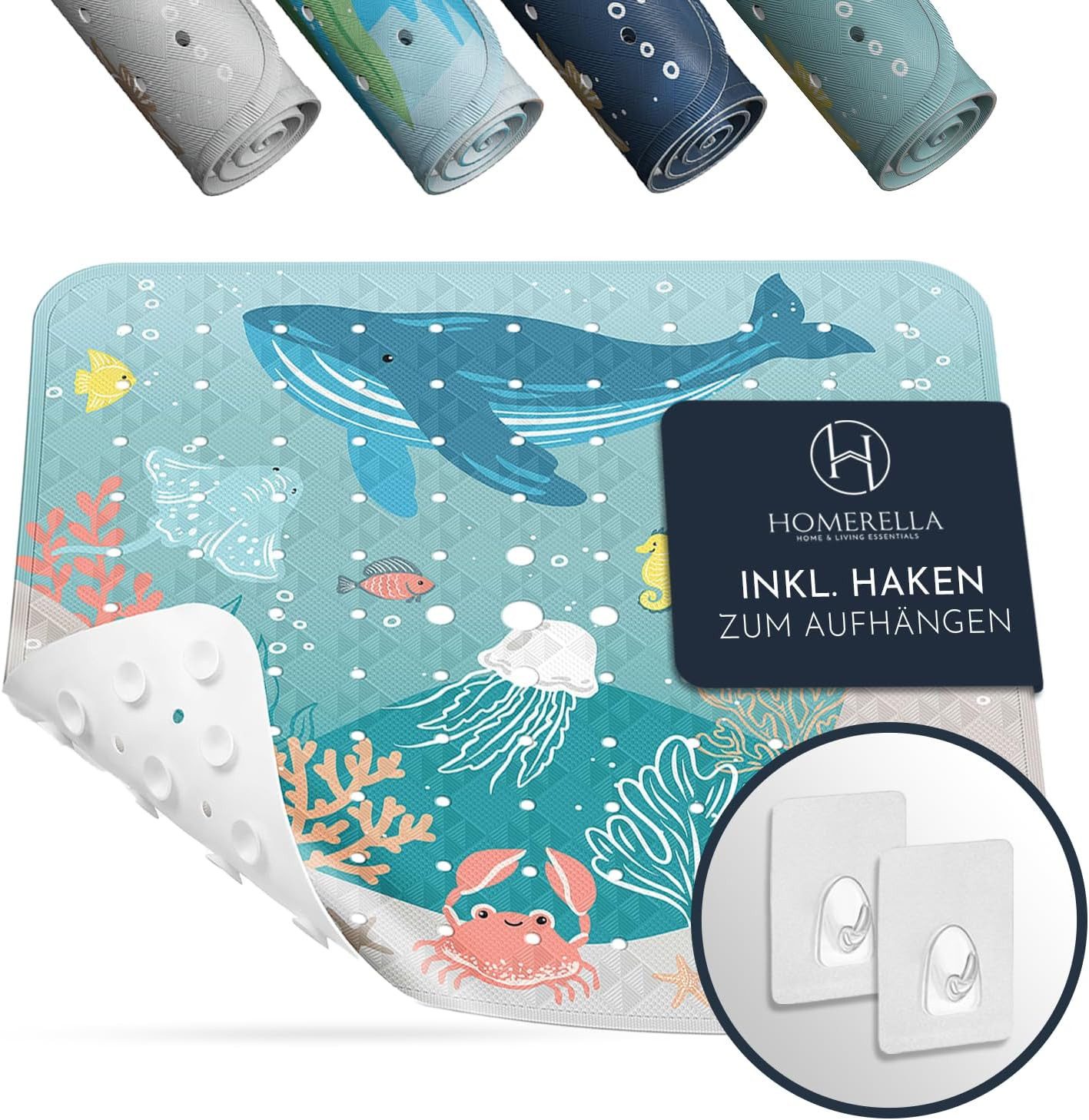 Homerella Duschmatte rutschfest Kinder - 100% BPA frei Inkl. 2 Haken zum Au günstig online kaufen