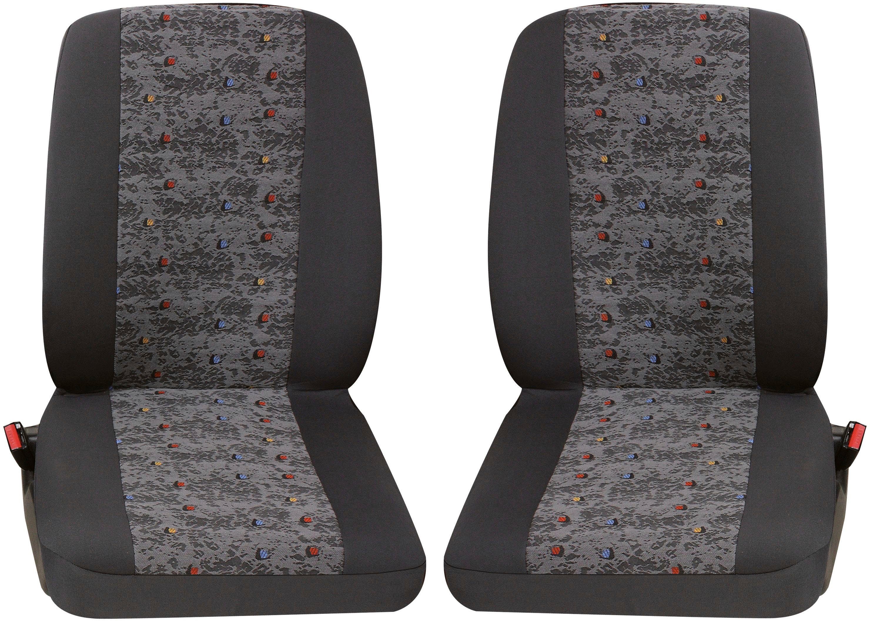 Petex Autositzbezug Sitzbezug für Transporter/ Kombi, 2-tlg "Profi 3" in grau, für vorne, Bestehend aus zwei Einzelsitzen, universelle Passform