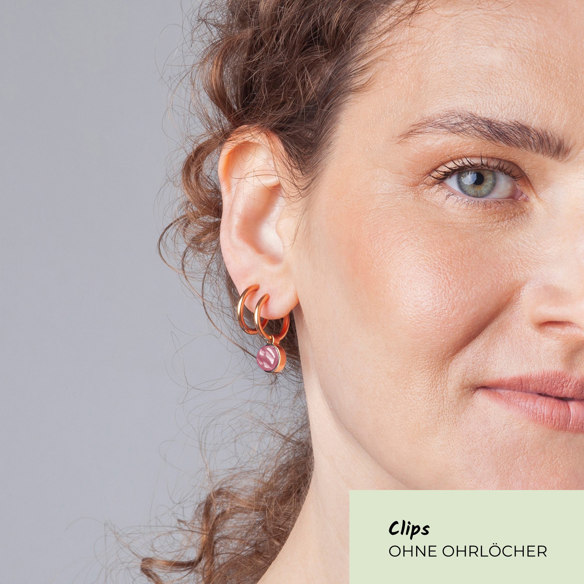 ALEXASCHA Paar Ohrclips Clip Creolen mit Einhänger • Mix & Match Ohrringe ohne Ohrloch • 18mm