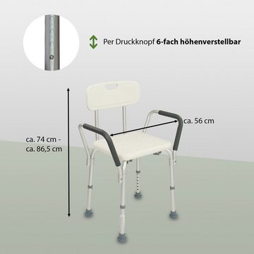 TRUTZHOLM Dusch- und Badhocker Duschstuhl Badhocker Duschhocker höhenverstellbar 150 kg Armlehne, belastbar bis 150 kg