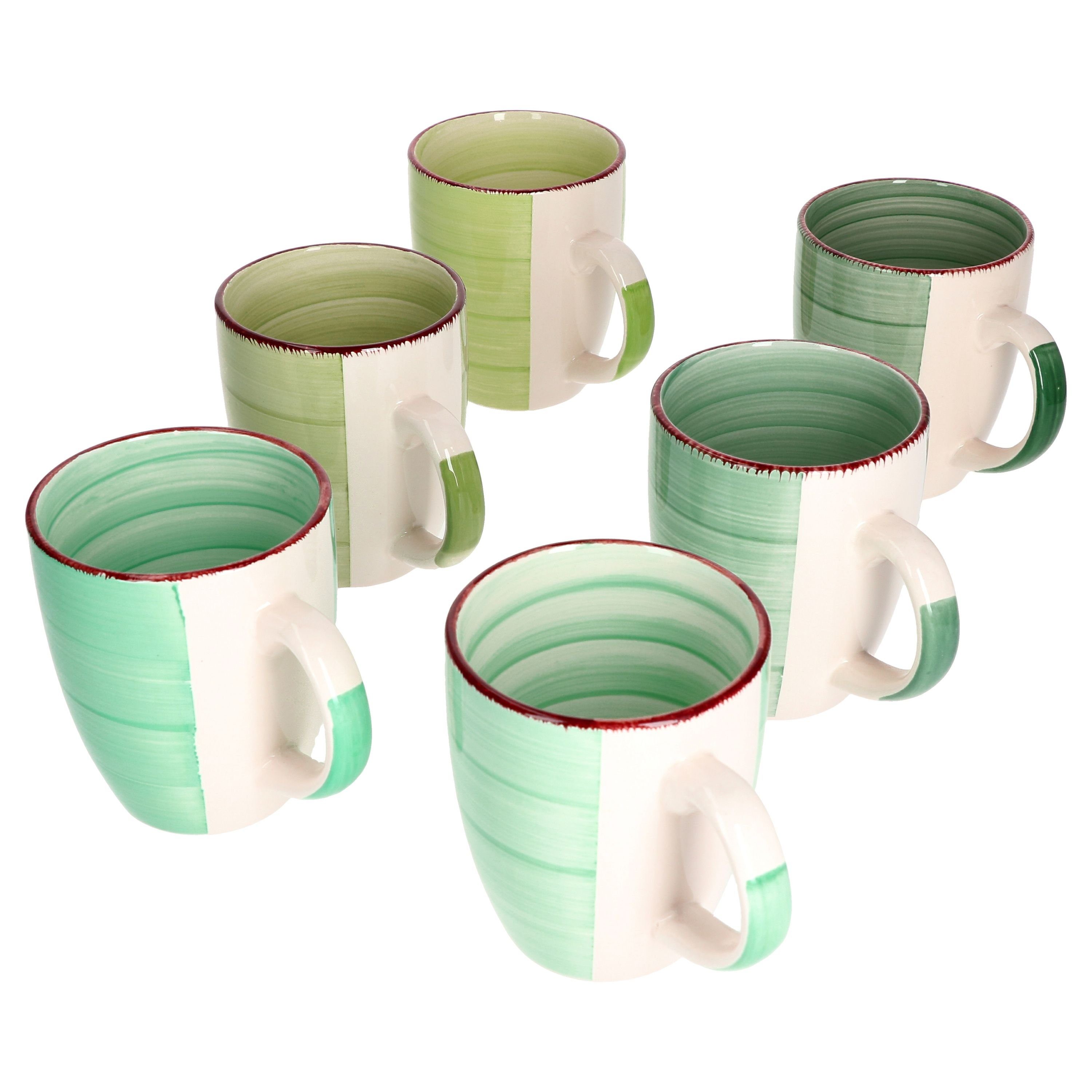 MamboCat Becher 6er Set Kaffeebecher Green, Steingut