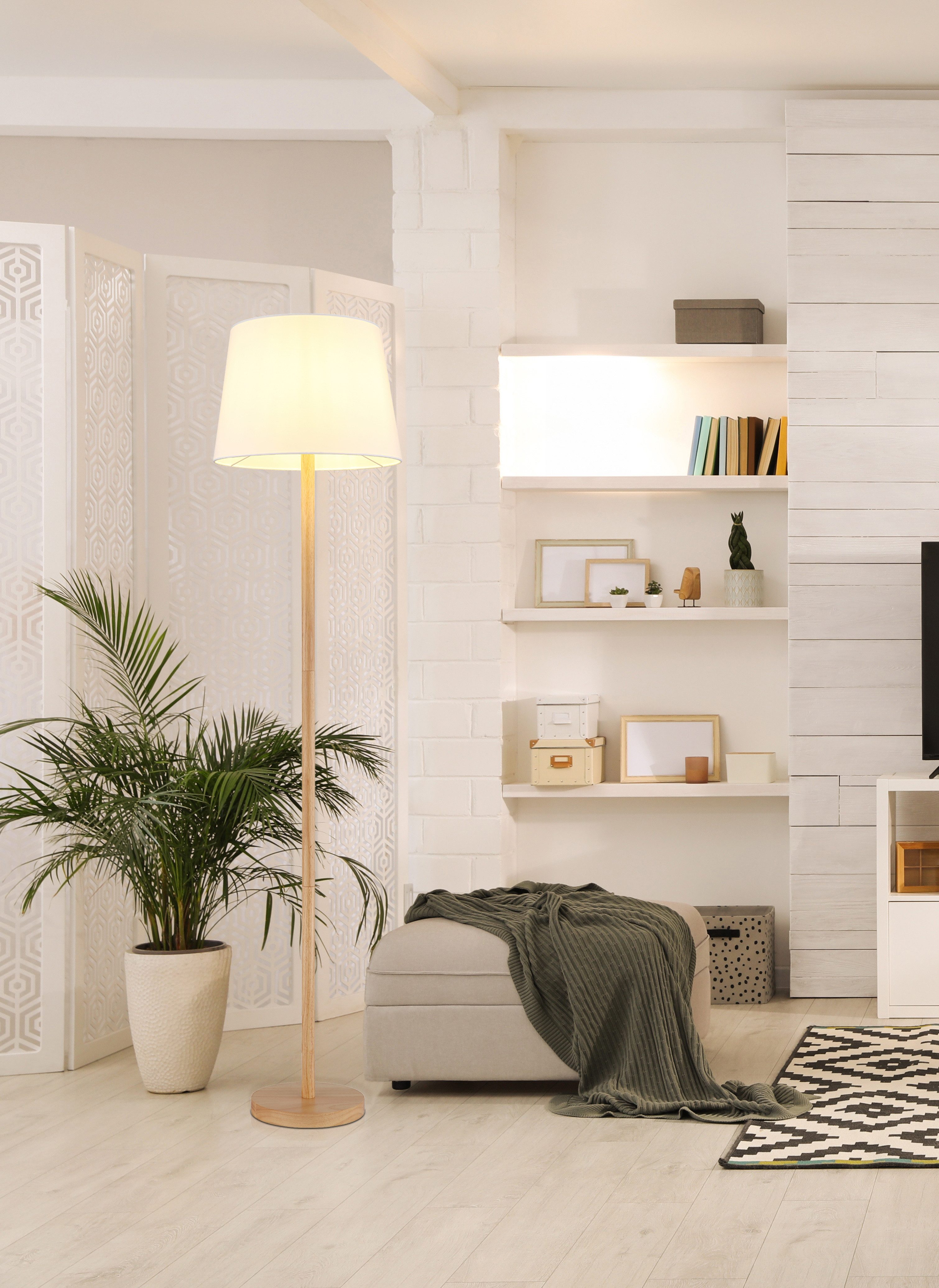 NOWA Stehlampe JORIS, ohne Leuchtmittel, Stehleuchte, Textil, Wohnzimmer, S günstig online kaufen