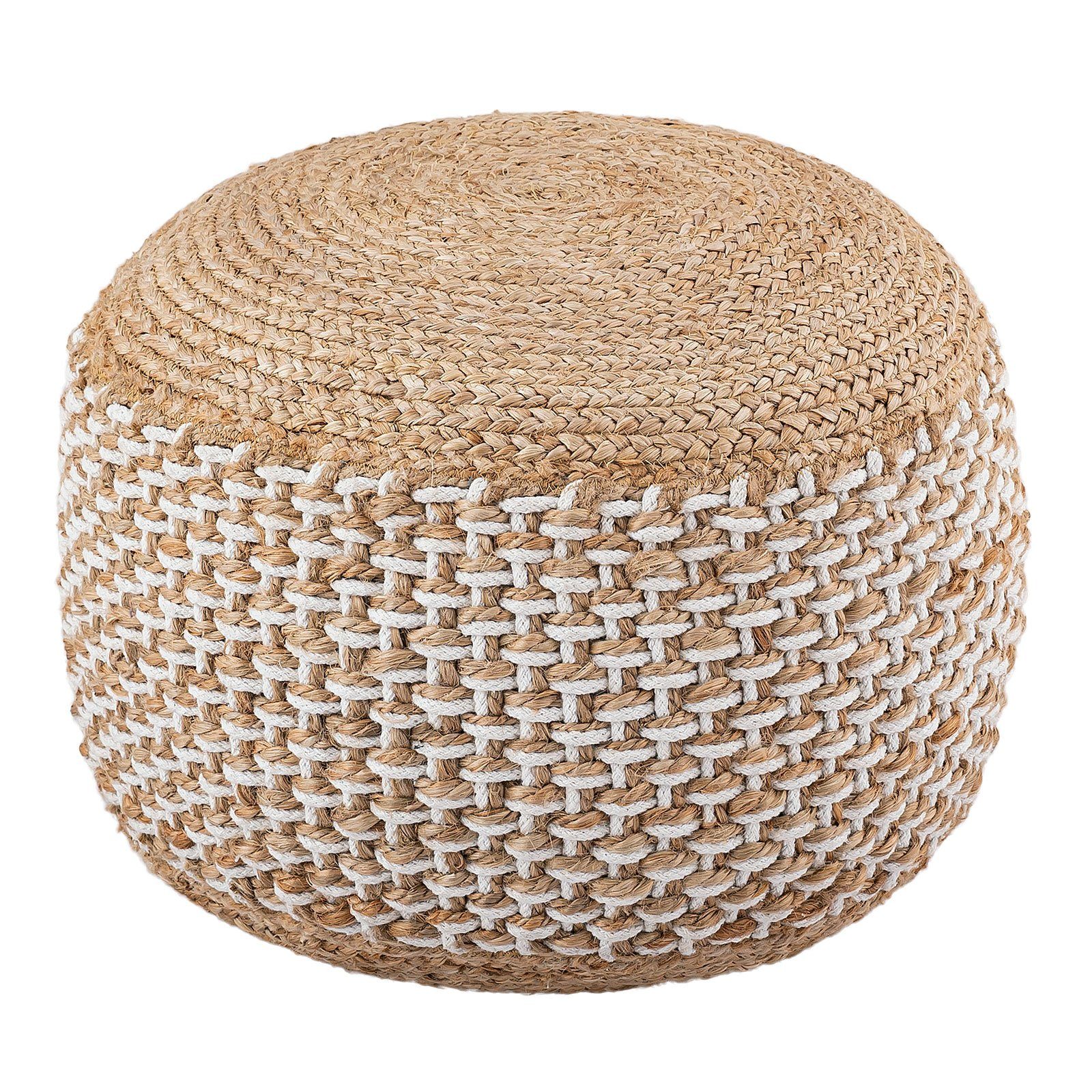 Casamia Pouf Pouf Sitzhocker Strick Jute Velour Strickhocker Bodenkissen nachhaltig. € 65,95