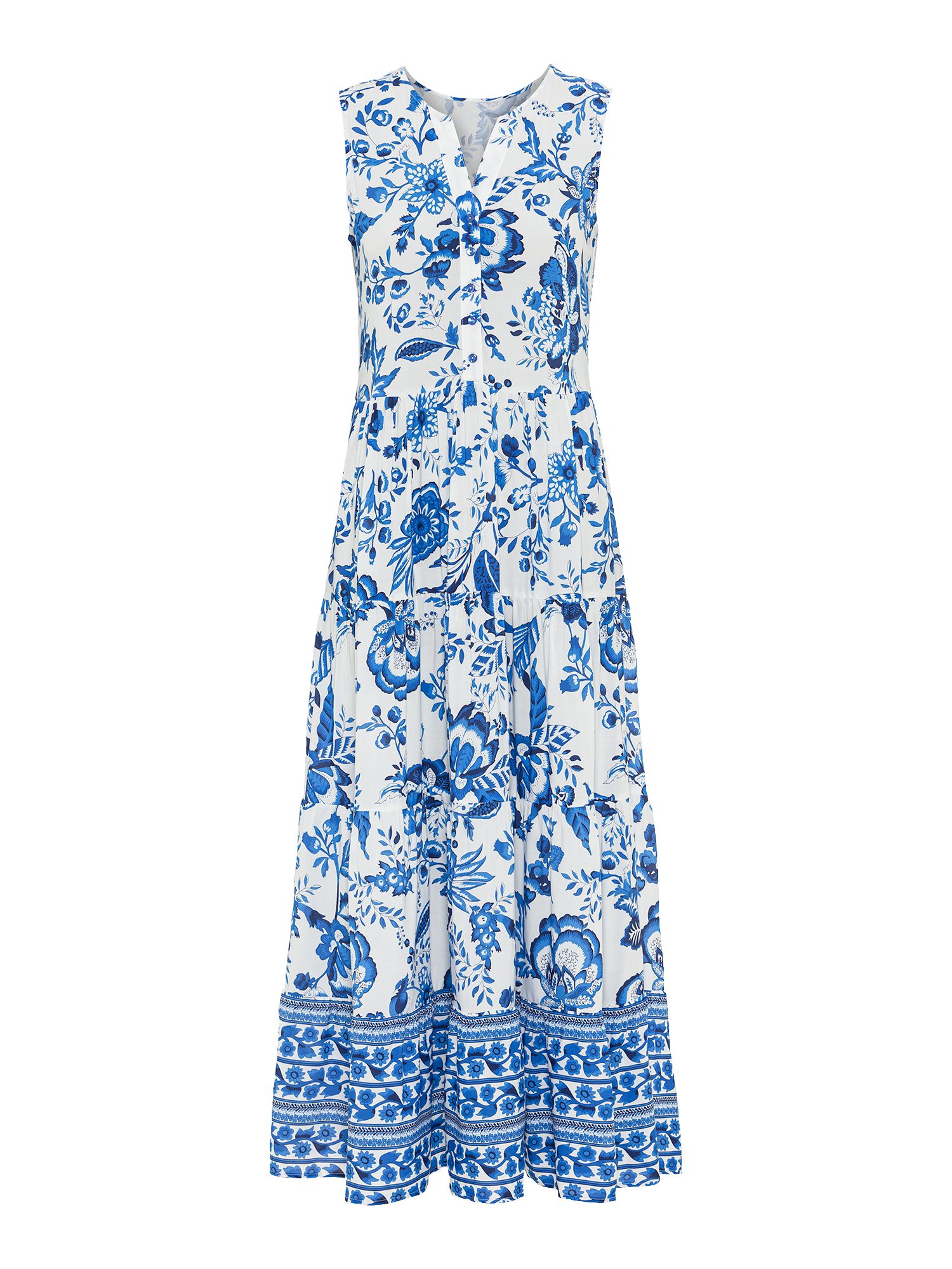 LASCANA Maxikleid mit Blumenprint und kurzer Knopfleiste Elegantes Sommerkleid aus Webware, Strandkleid,Druckkleid, Tunikakleid – Bild 2 von 5