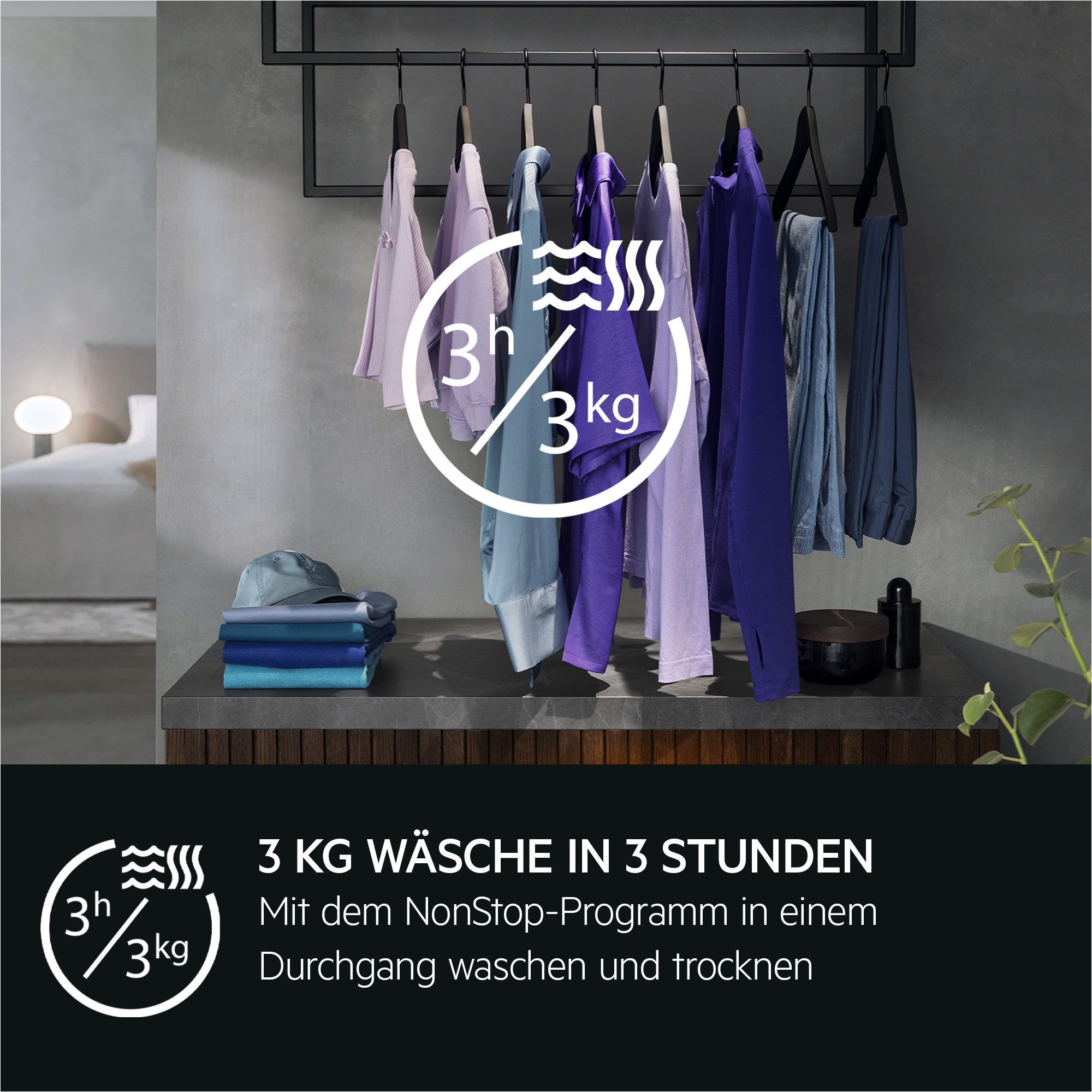 AEG Waschtrockner 9000 SensiDry® L9WEF80690, 9 kg, 6 kg, 1600 U/min, AbsoluteCare®: Wärmepumpe und kein Einlaufen von Wolle und Seide – Bild 3 von 5