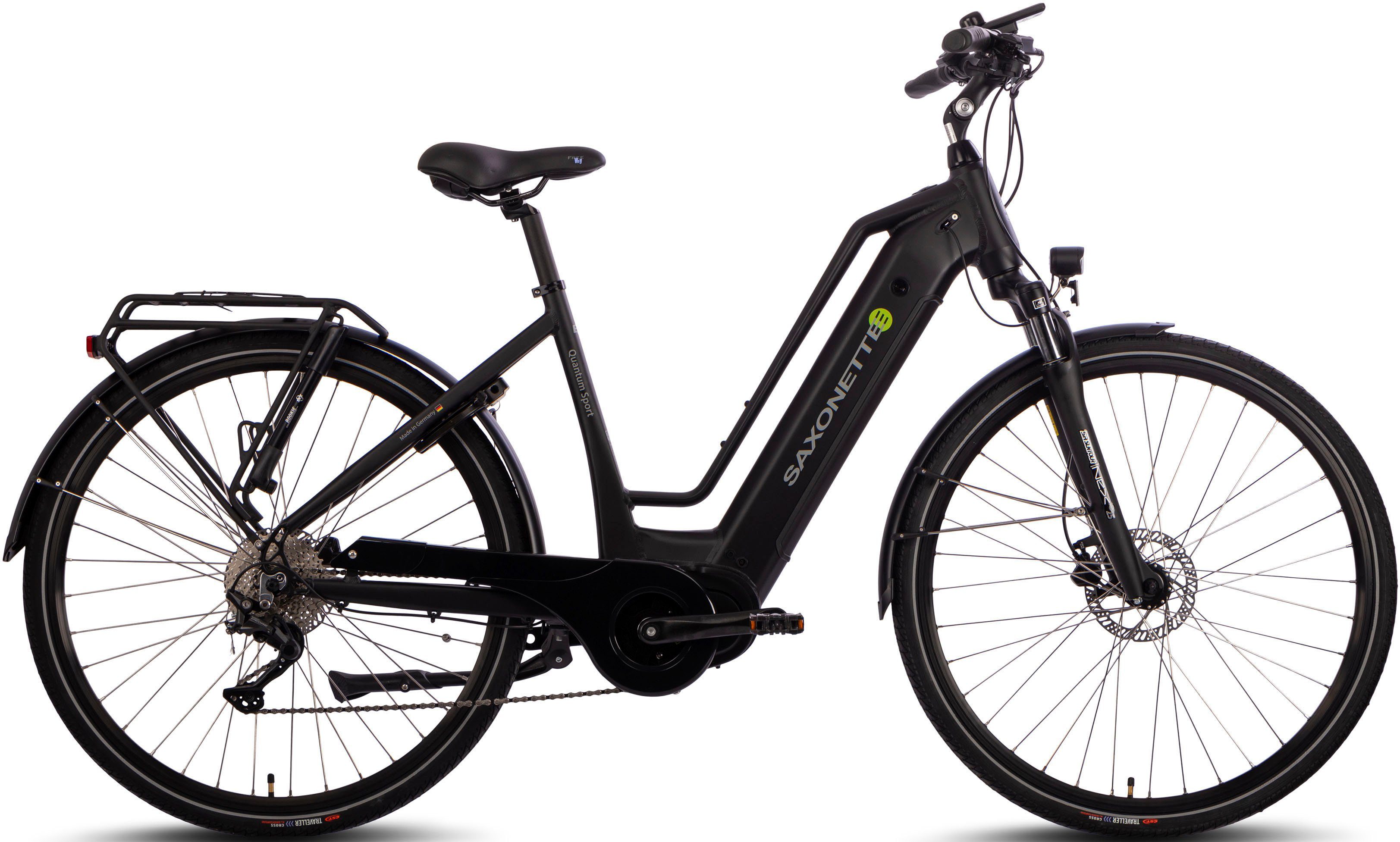 SAXONETTE E-Bike Trekkingrad Quantum Sport, 10 Gang Shimano, Kettenschaltung, Mittelmotor, 540 Wh, Pedelec, Elektrofahrrad für Damen u. Herren