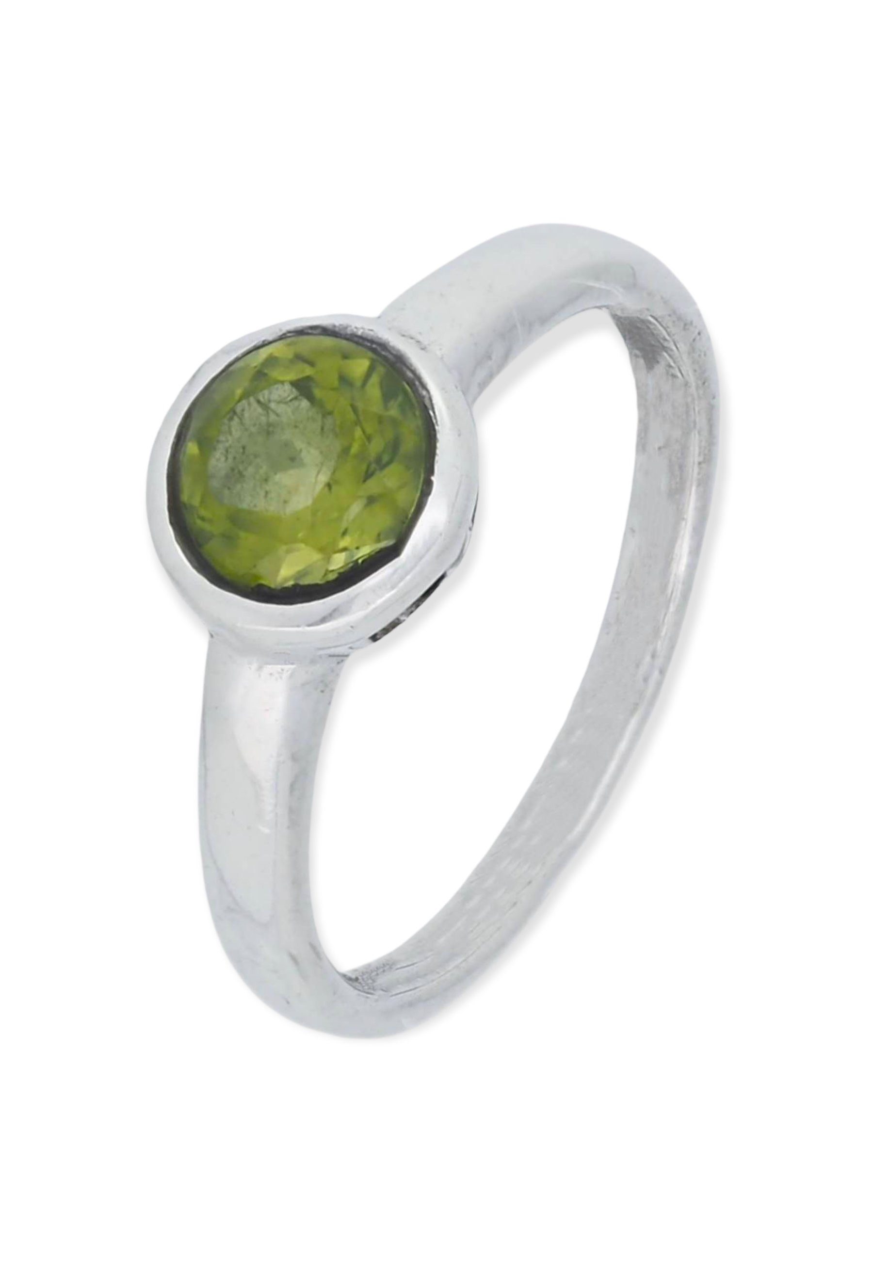 Silber facettiert 925er Silberring Peridot mantraroma mit