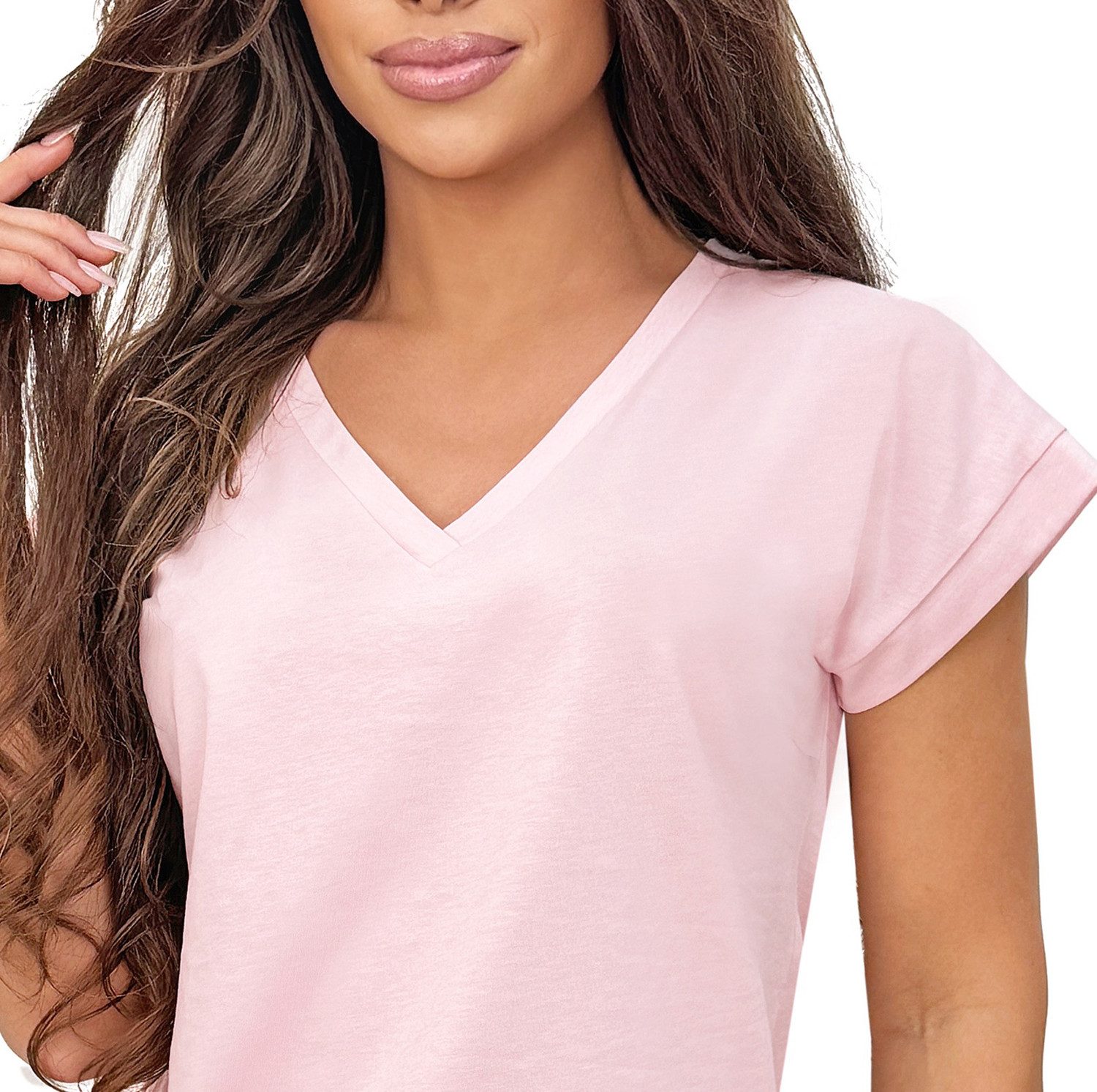 Donna Shorty Emilia (Set, 2 tlg., 2-teilig) Damen Pyjama 2-teilig Shorty Schlafanzug V-Ausschnitt Baumwolle