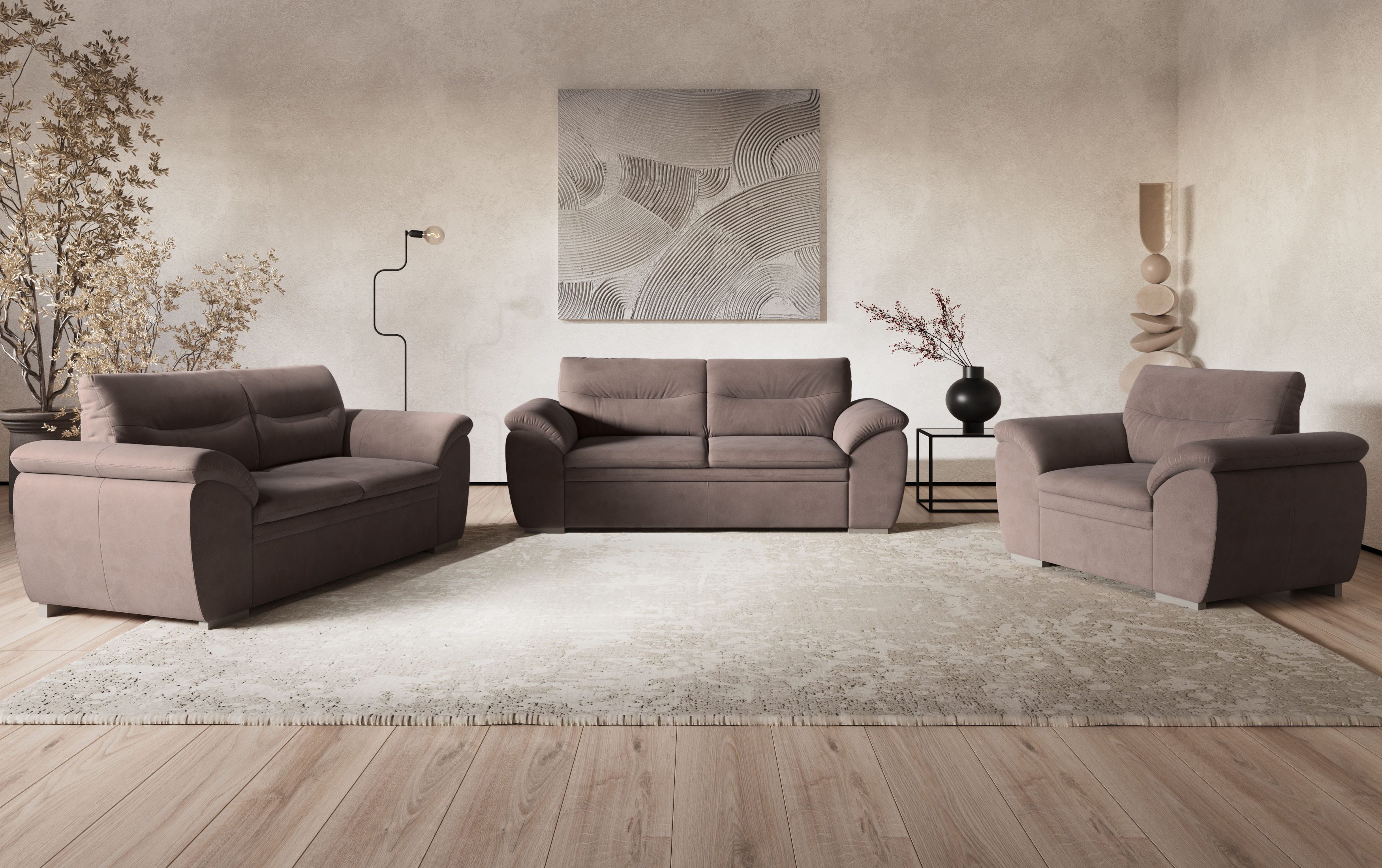 COTTA Polstergarnitur Leandra, Set bestehend aus: 2-Sitzer & 2,5-Sitzer