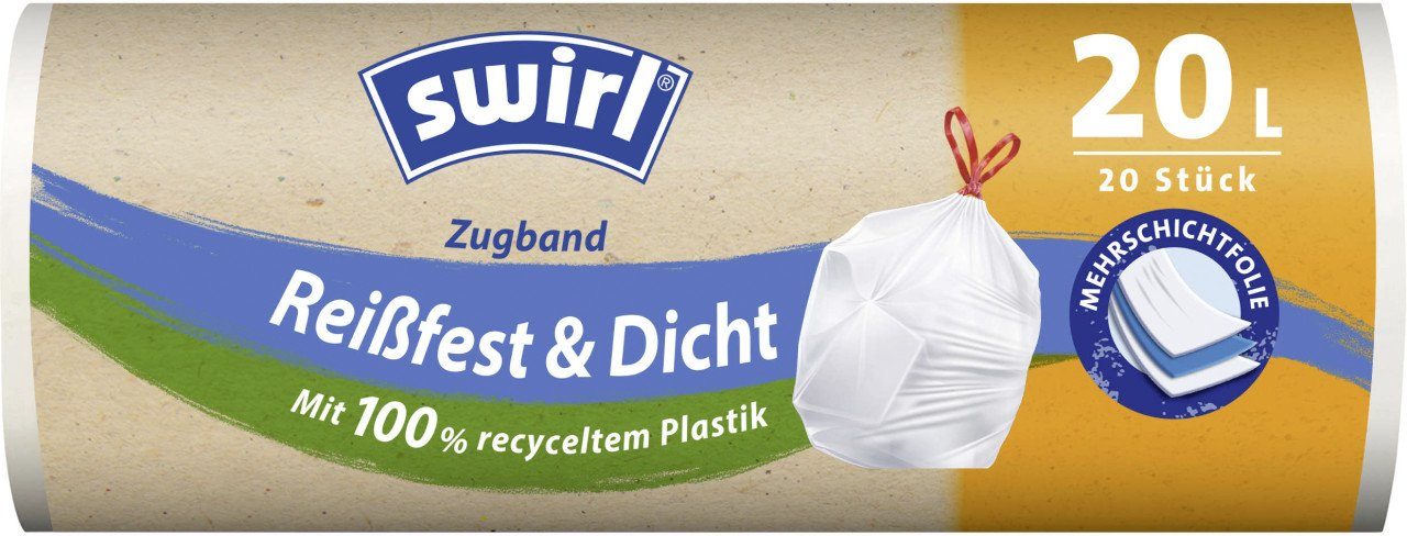 Swirl Müllsackständer Swirl® Zugband-Müllbeutel 20 L Reißfest & Dicht