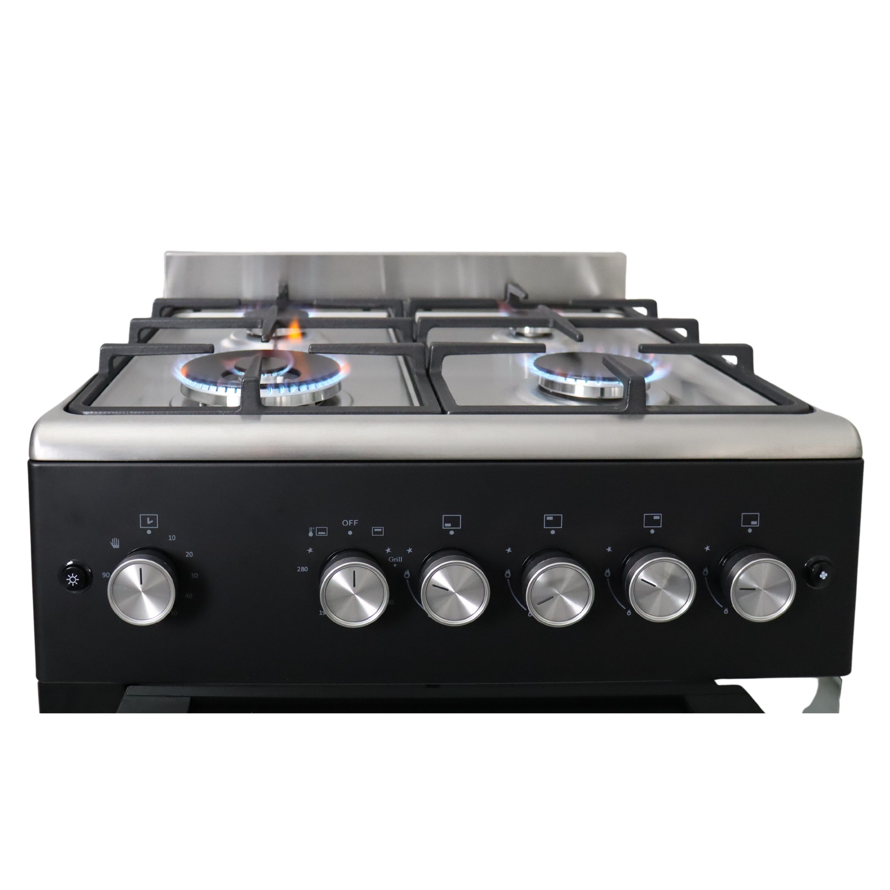 Gasline Gas-Standherd mit Gasbackofen mit Thermostat, 60cm breit SHGG6060FGWB, mit Grill, Umluft & Beleuchtung, Schwarz/Edelstahl, Zündsicherung, elektrische Zü – Bild 5 von 5
