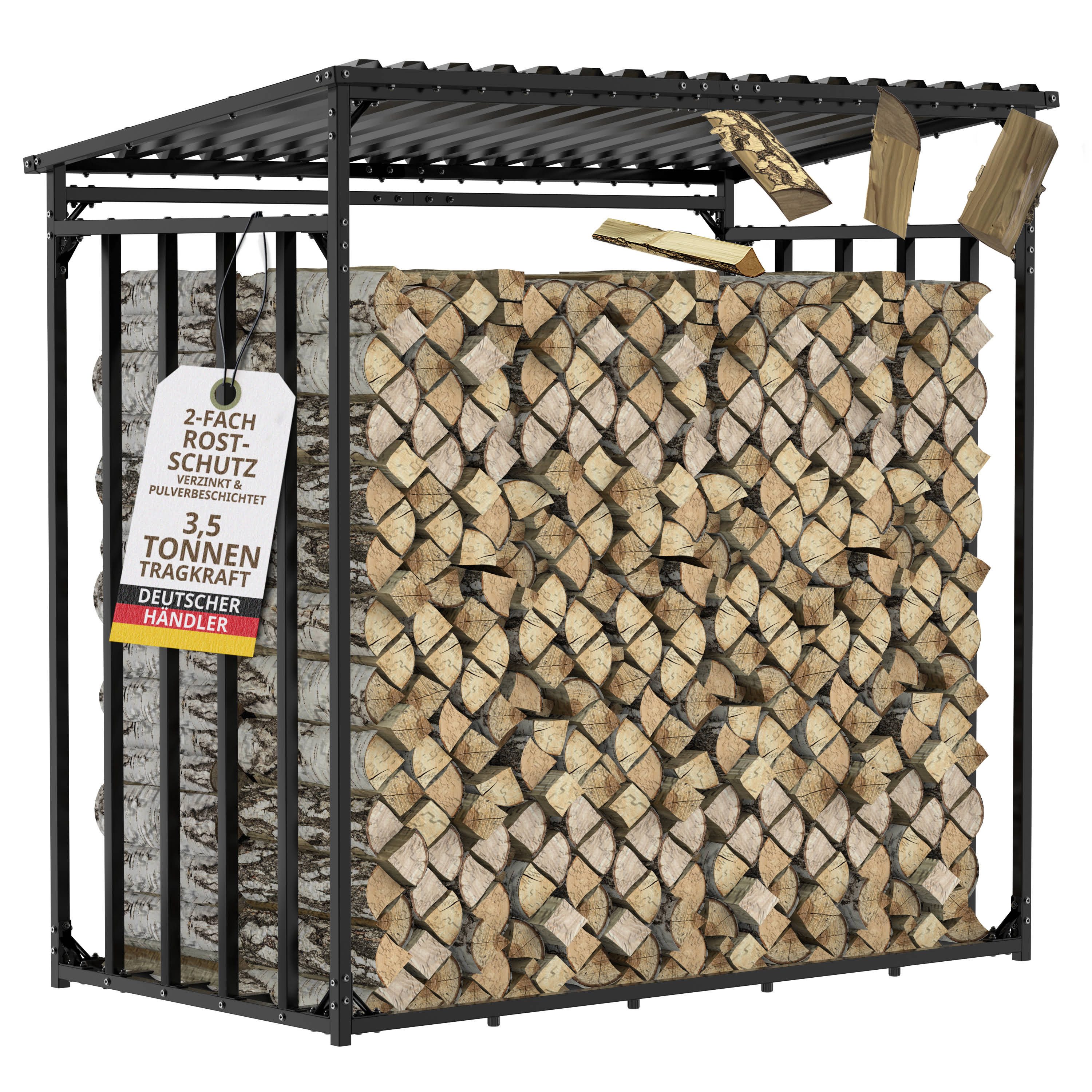 LAWA Living and Lifestyle Kaminholzregal Metall 1m tief mit Dach Garten Bre günstig online kaufen