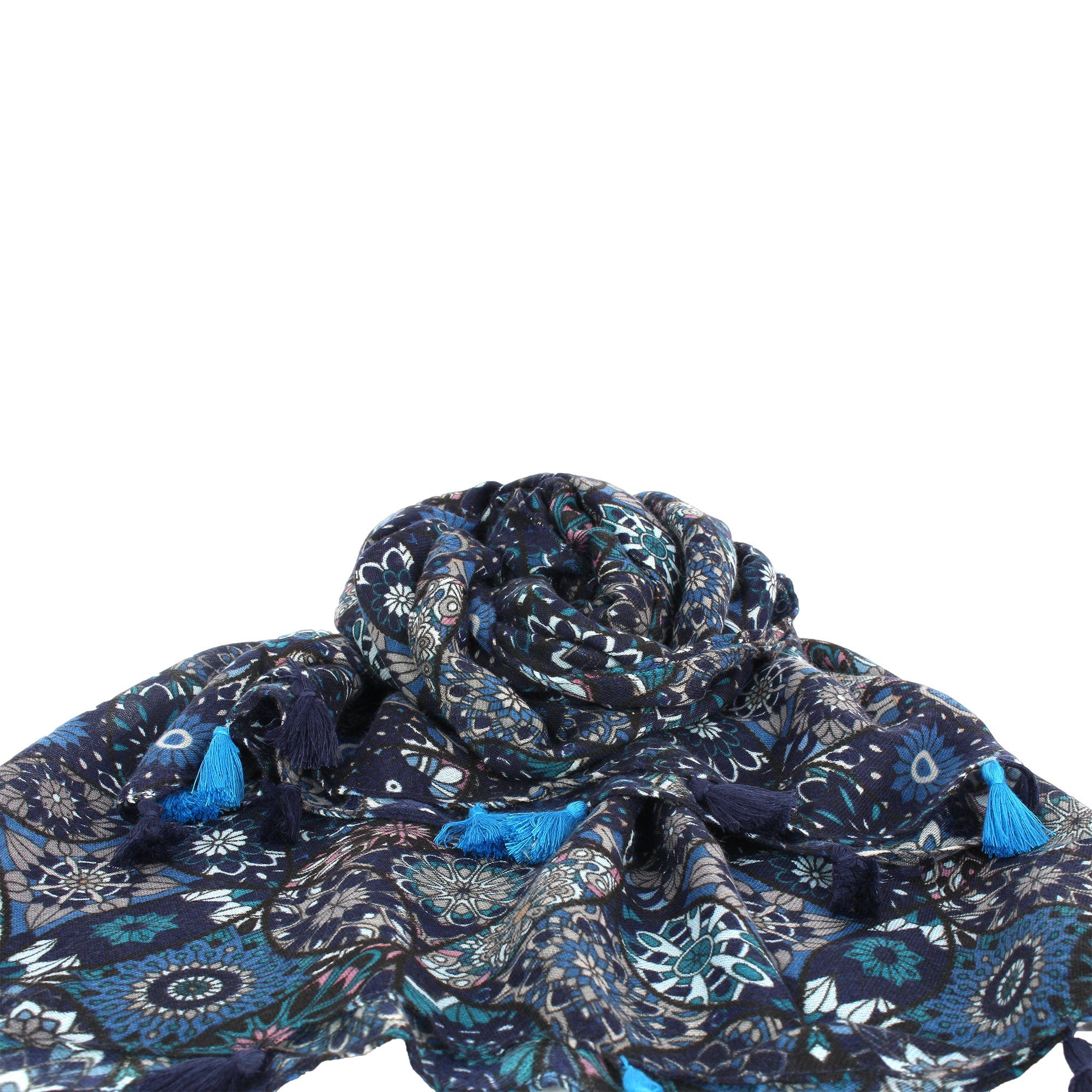 ZEBRO Modeschal Modeschal Kreisblüten in verschiedenen Farben blau