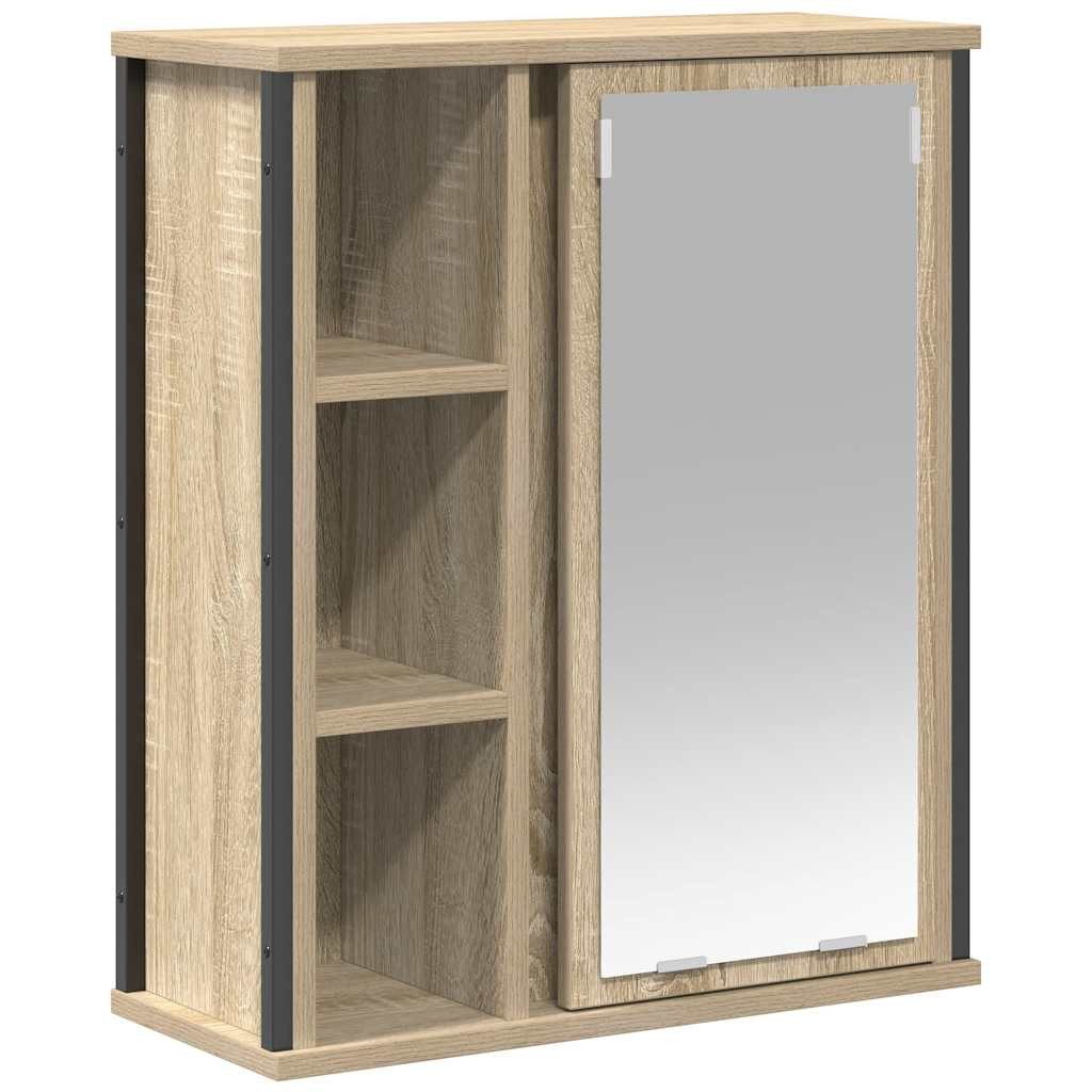 vidaXL Badezimmerspiegelschrank Bad-Wandschrank mit Spiegel Sonoma-Eiche günstig online kaufen
