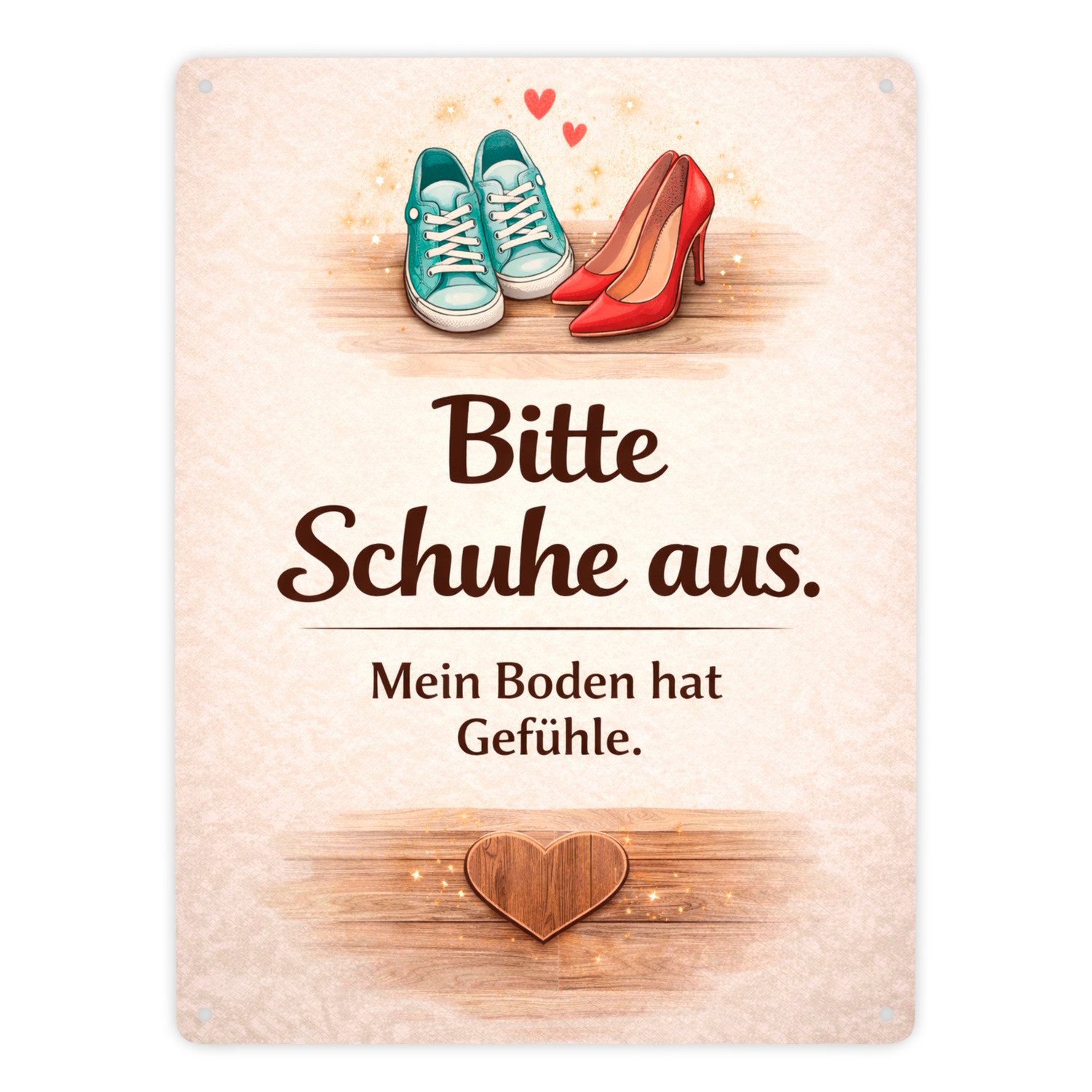 speecheese Metallschild Bitte Schuhe aus Metallschild XXL in 28x38 cm für Wohnbereich