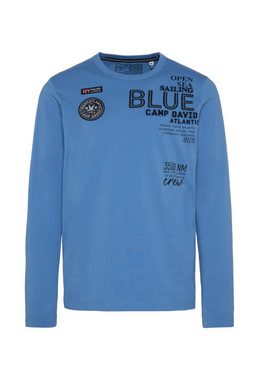 CAMP DAVID Langarmshirt mit Rippblende am Ausschnitt