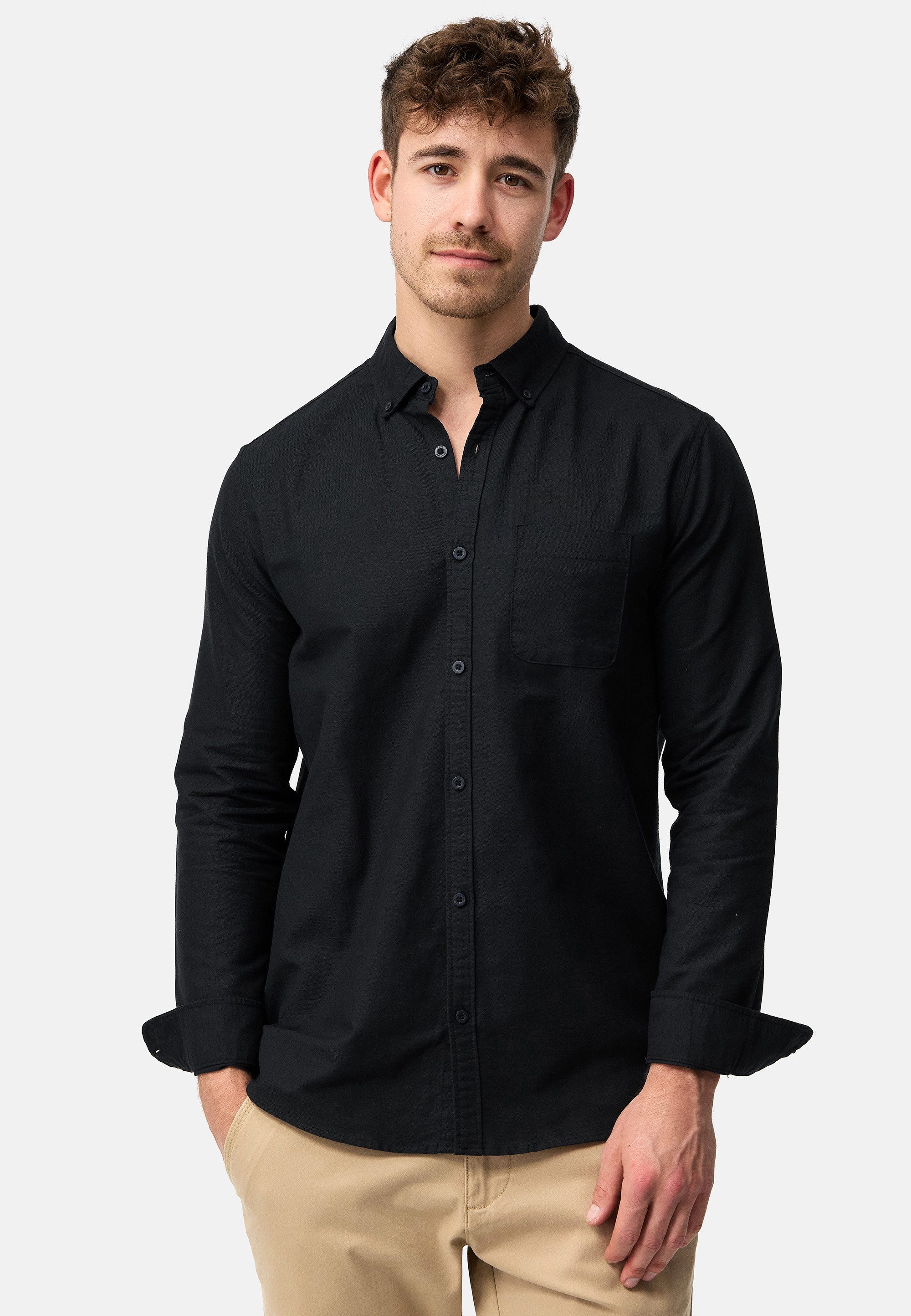 INDICODE Langarmhemd Herren Kepner Herrenhemd Langarm mit Button-Down-Kragen und Brusttasche