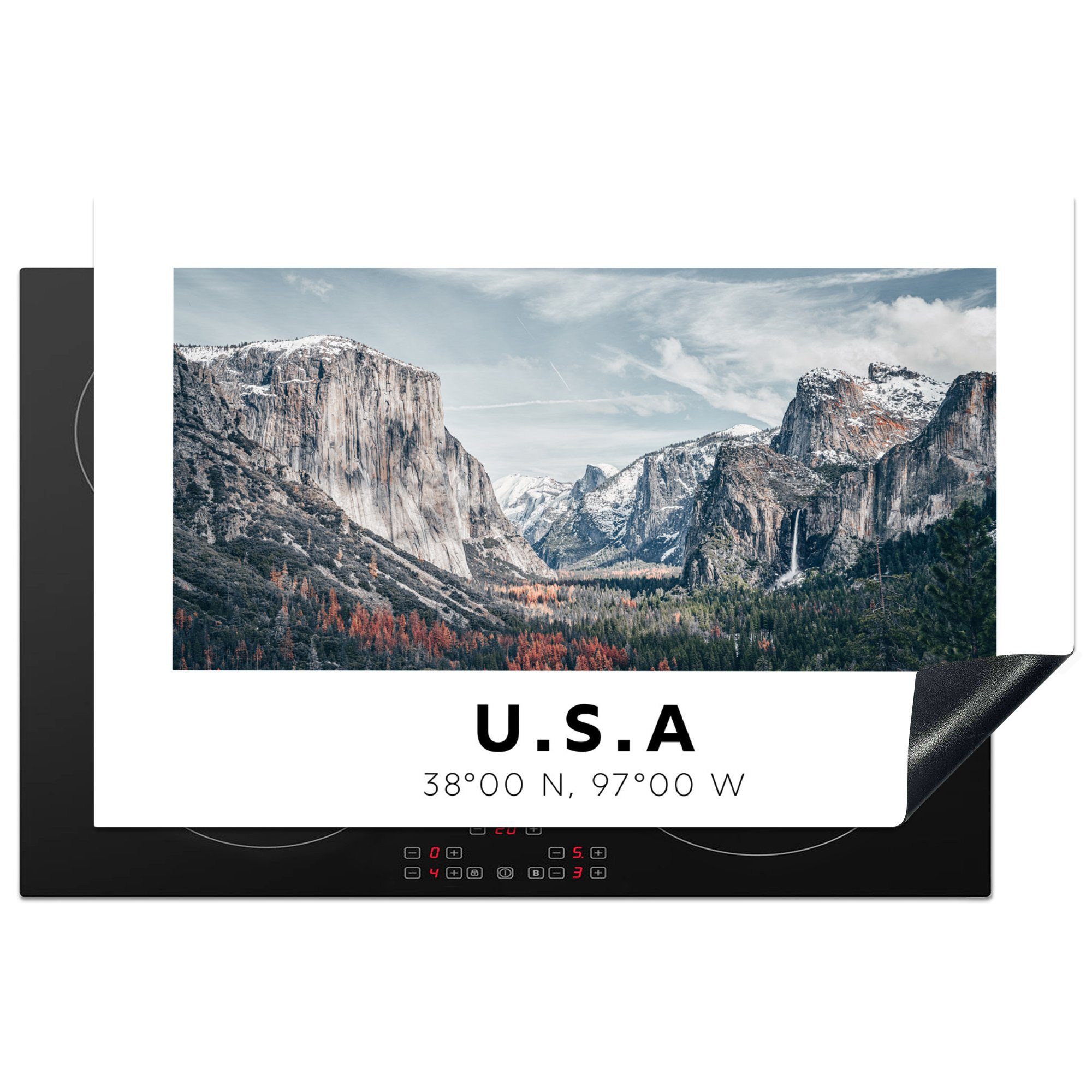 Ceranfeldabdeckung - - Herdblende-/Abdeckplatte küche, tlg), 81x52 (1 Amerika Wyoming, cm, Vinyl, für die MuchoWow Schutz Induktionskochfeld Yosemite